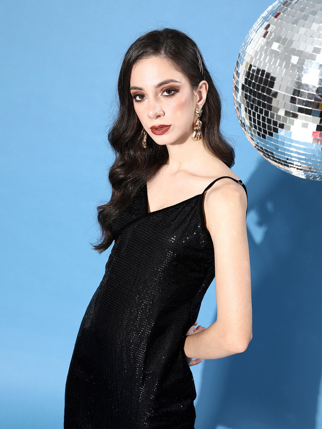 

Cation Women Black Embellished Bling and Sparkly Dress