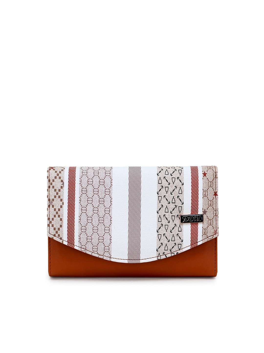 

Exotic Women Tan Brown & White Striped Envelope Wallet