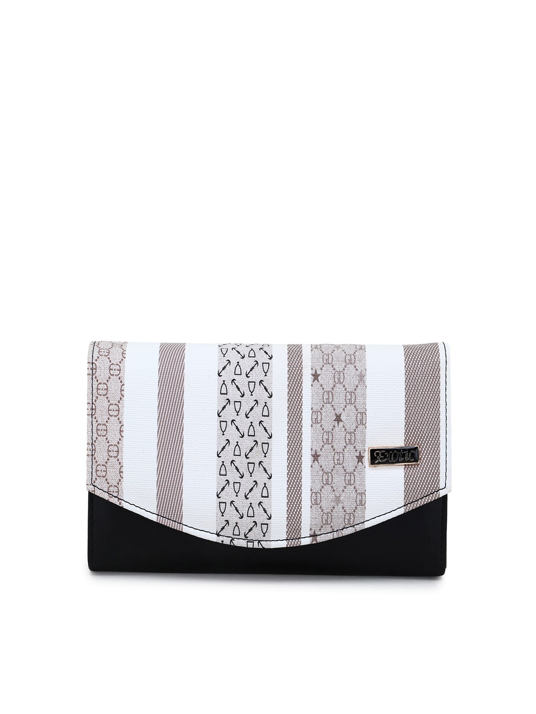 

Exotic Women Black & White Striped PU Envelope