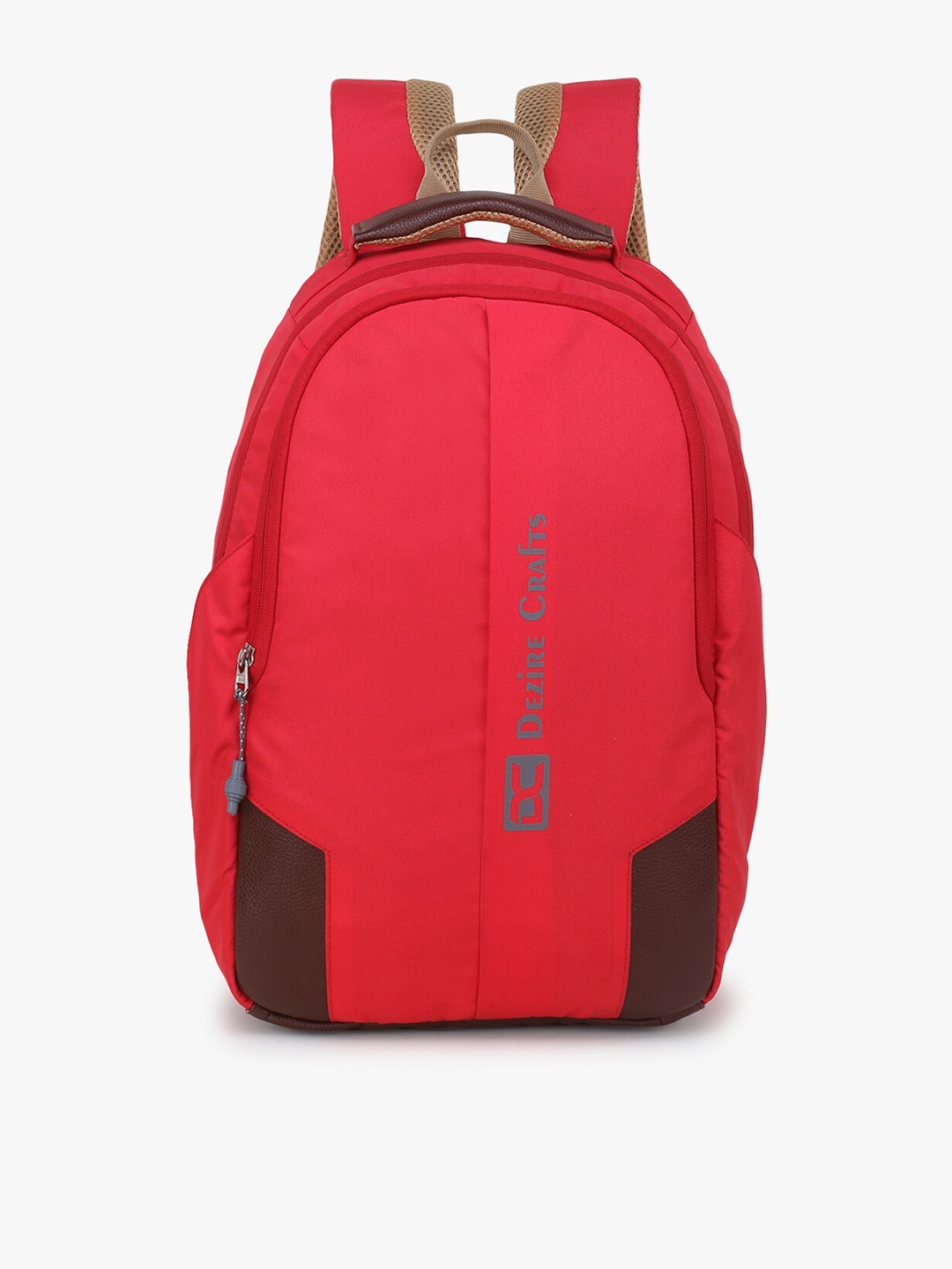 

Dezire Crafts Unisex Red & Beige Brand Logo Backpack