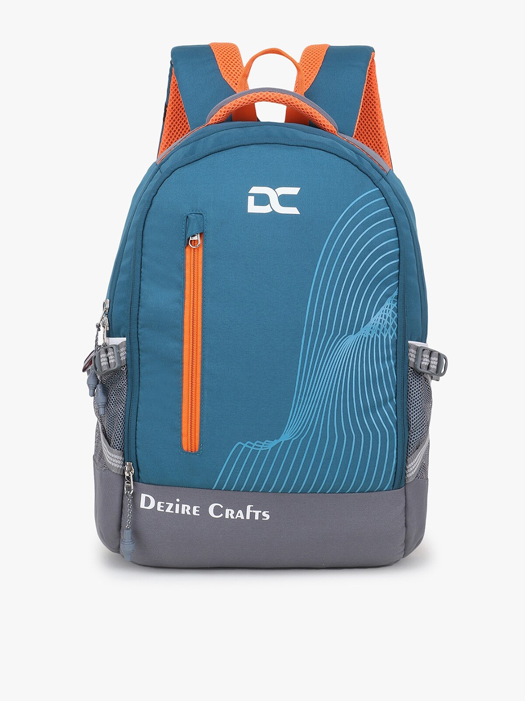 

Dezire Crafts Unisex Green & Orange Brand Logo Backpack