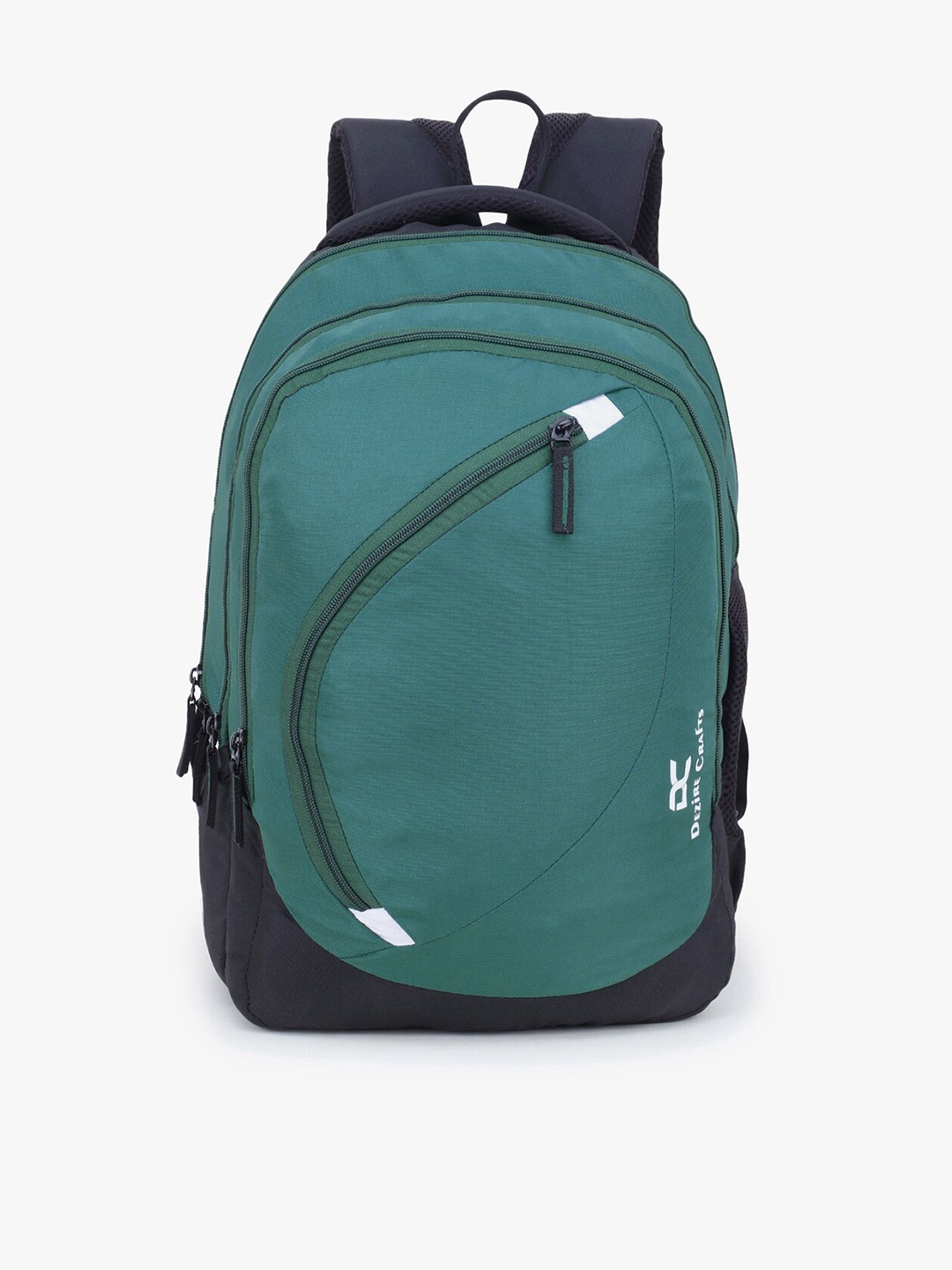 Dezire Crafts Unisex Green & Black Brand Logo Backpack
