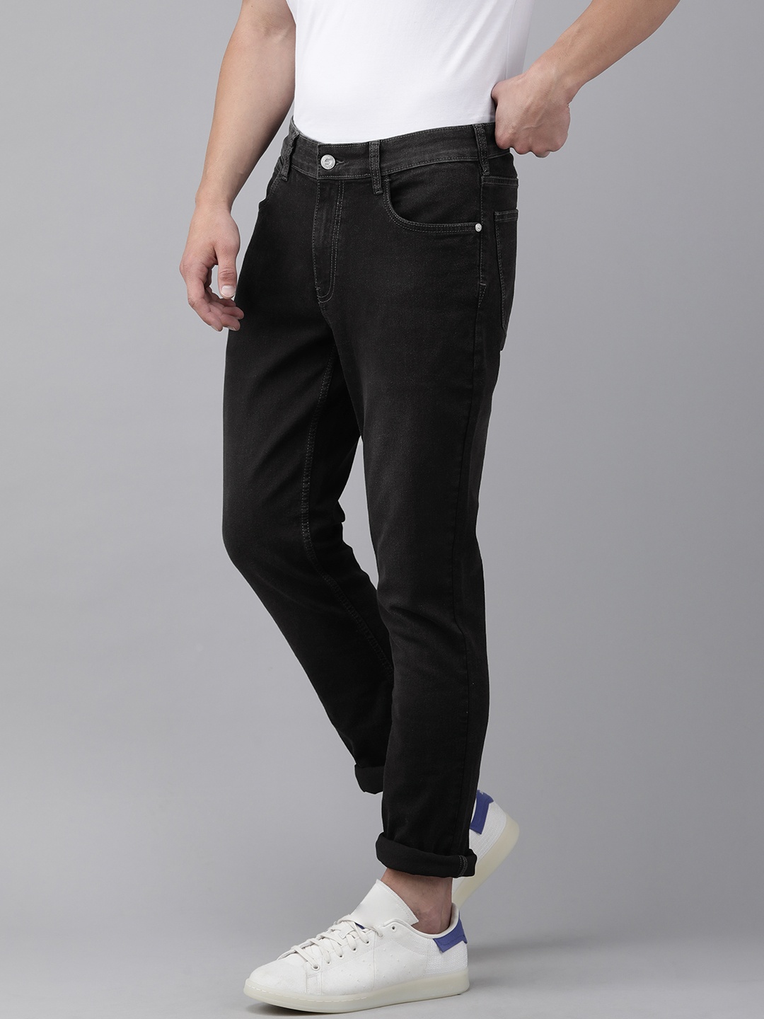 

French Connection Men Dark Grey Slim Fit Mid-Rise Clean Look Jeans