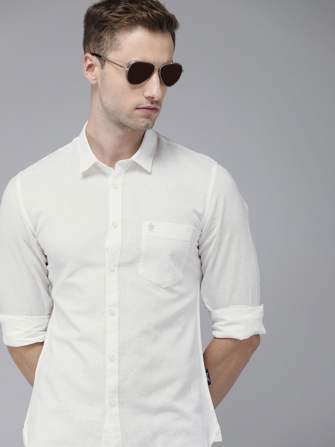 

French Connection Men White Slim Fit Casual Shirt