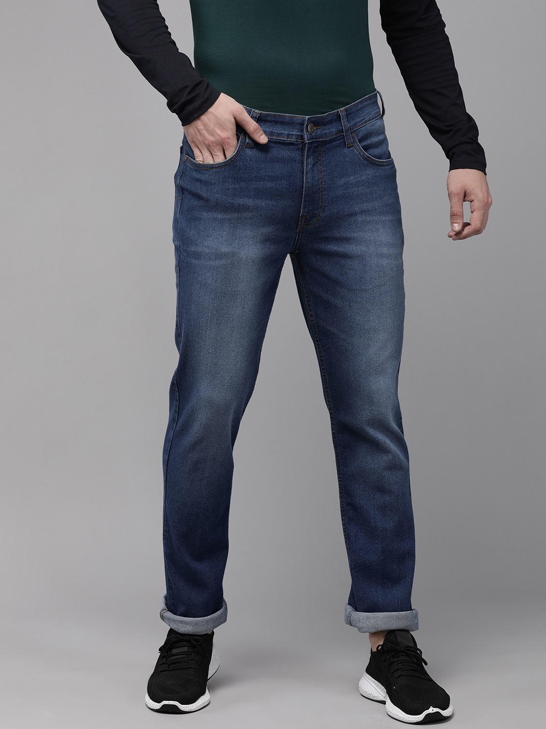 

French Connection Men Blue Slim Fit Mid-Rise Heavy Fade Jeans