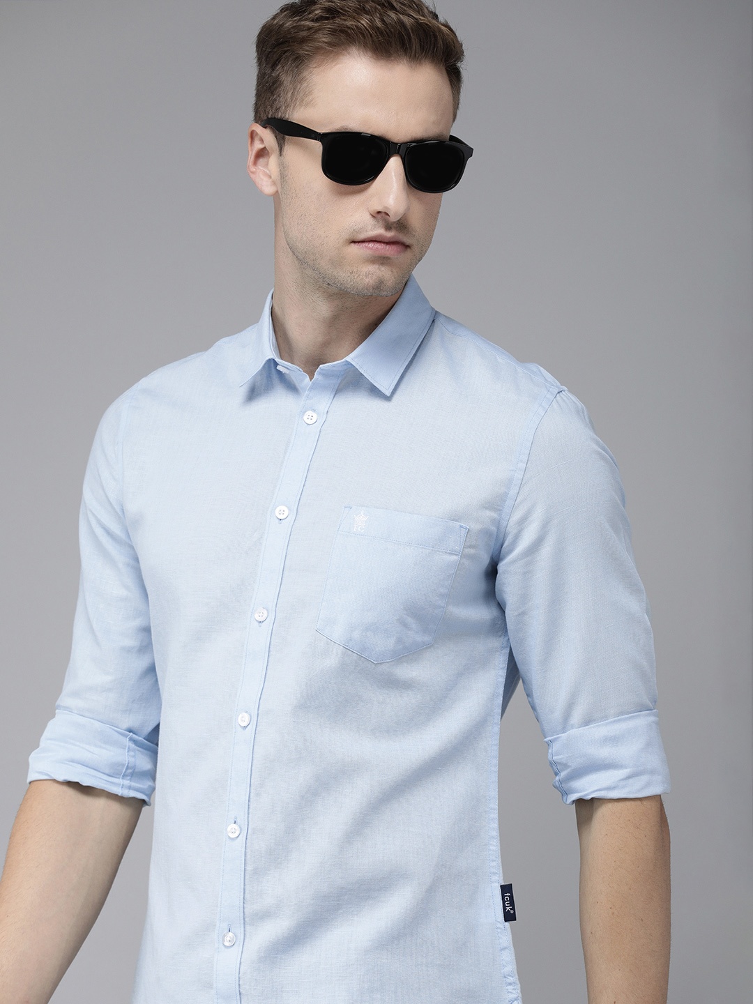 

French Connection Men Blue Slim Fit Casual Shirt