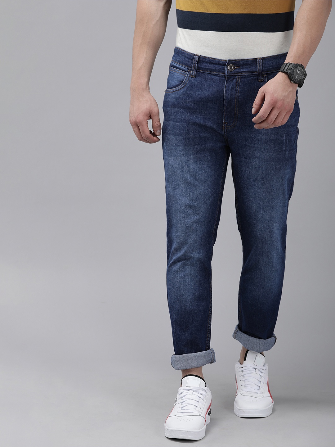 

French Connection Men Blue Slim Fit Light Fade Stretchable Jeans