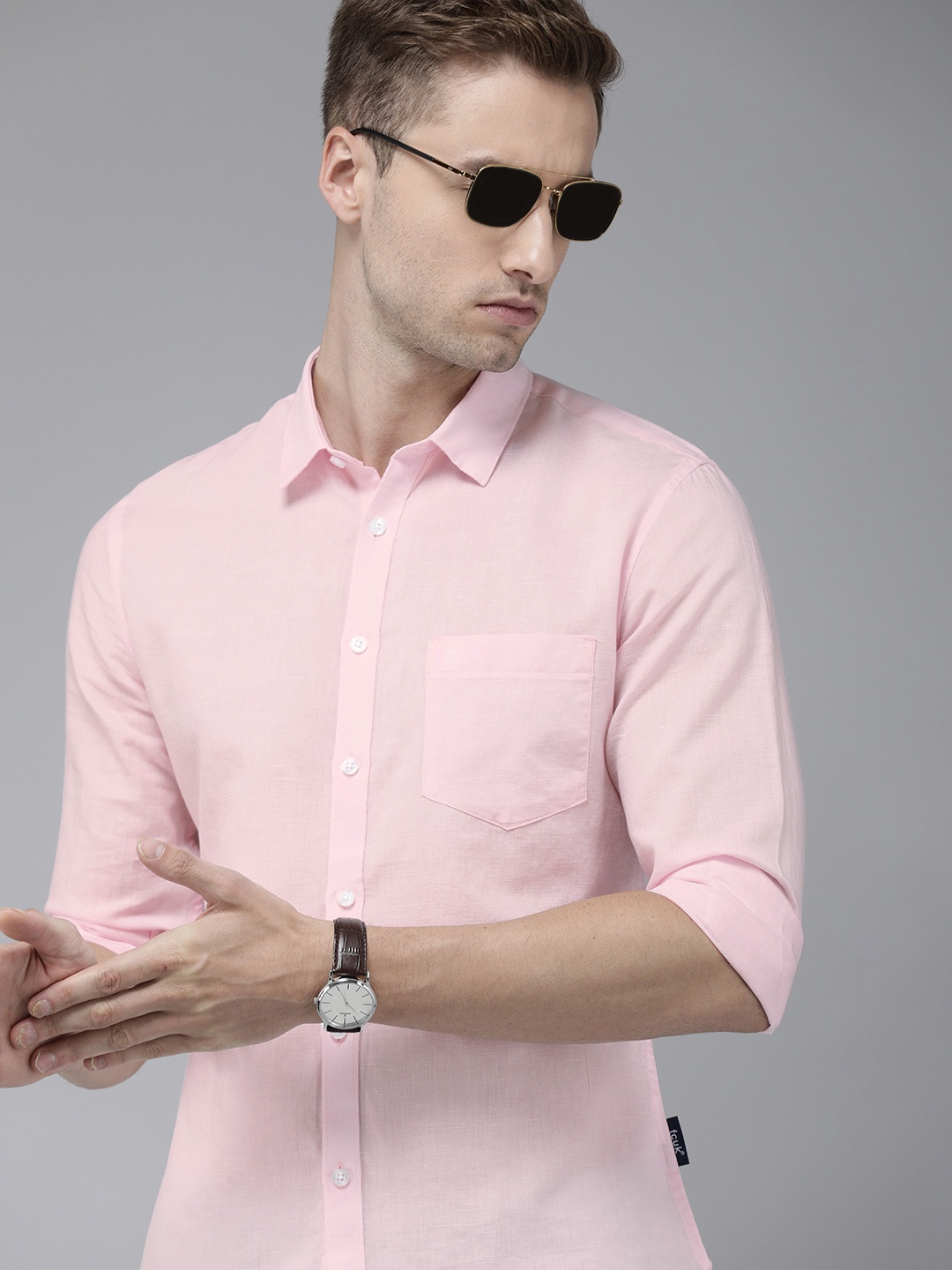 

French Connection Men Pink Slim Fit Casual Shirt