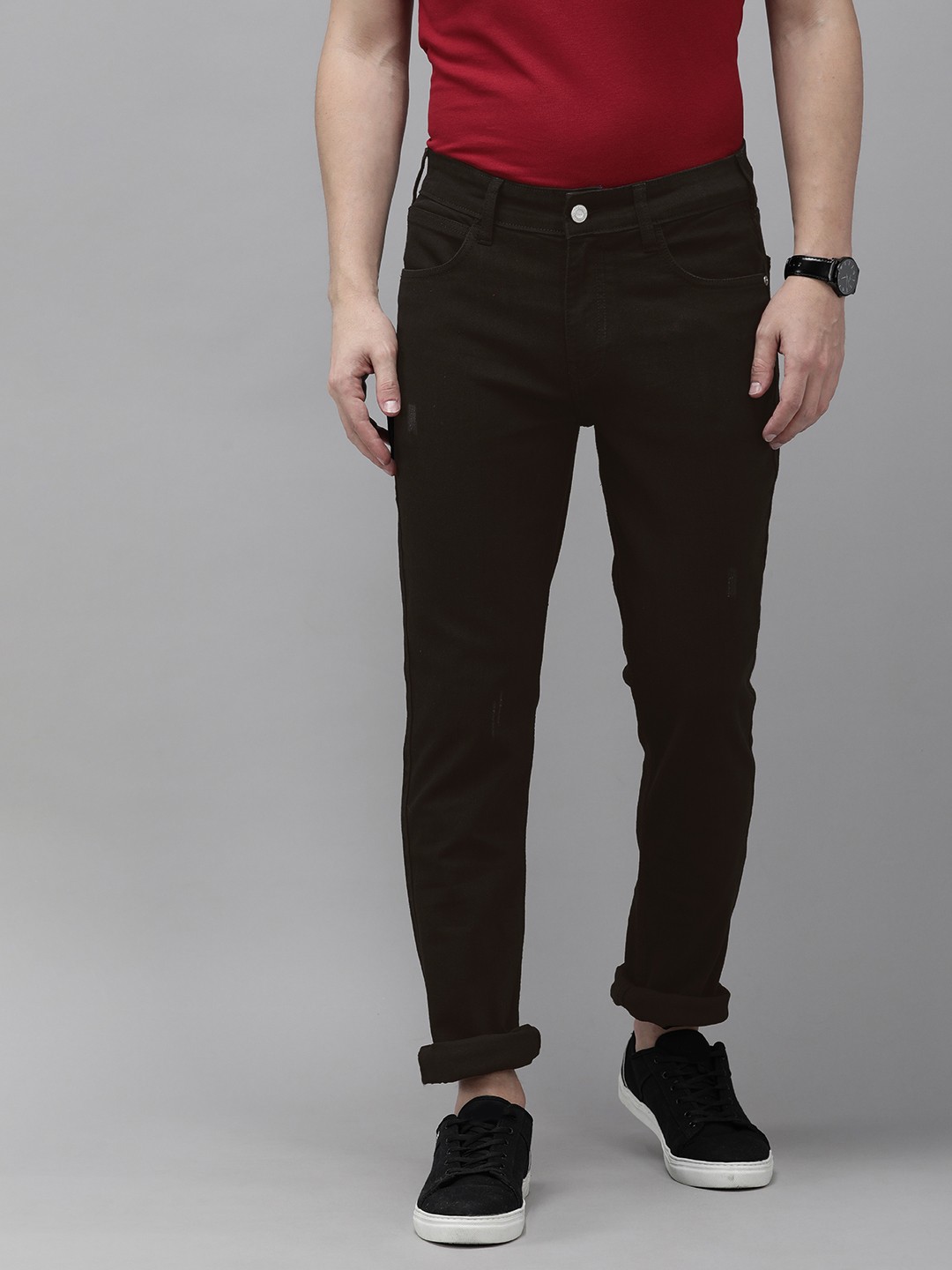 

French Connection Men Black Slim Fit Light Fade Stretchable Jeans