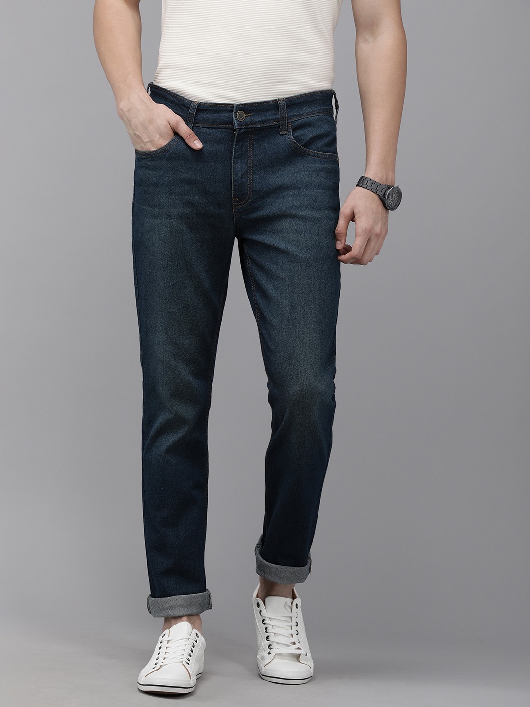 

French Connection Men Blue Slim Fit Light Fade Stretchable Jeans
