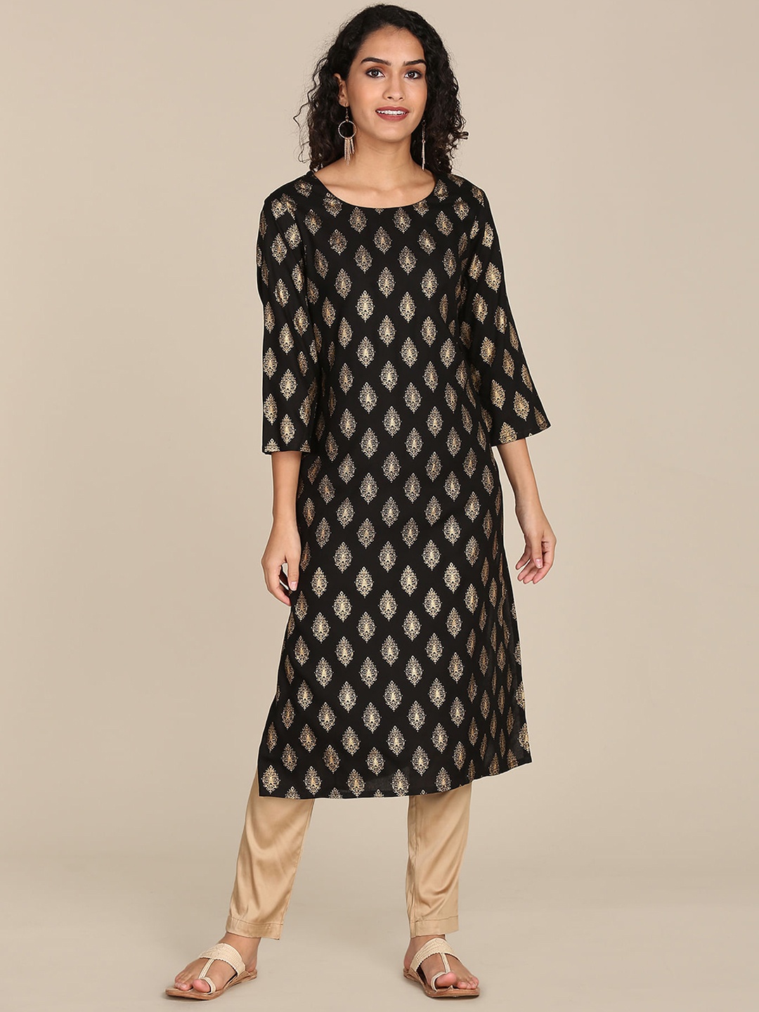 

Karigari Women Black Ethnic Motifs Printed Kurta