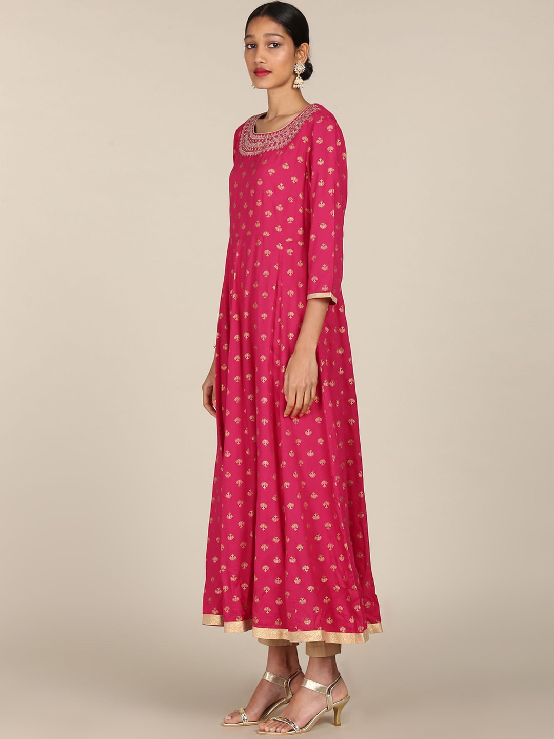

Anahi Women Pink Layered Anarkali Kurta