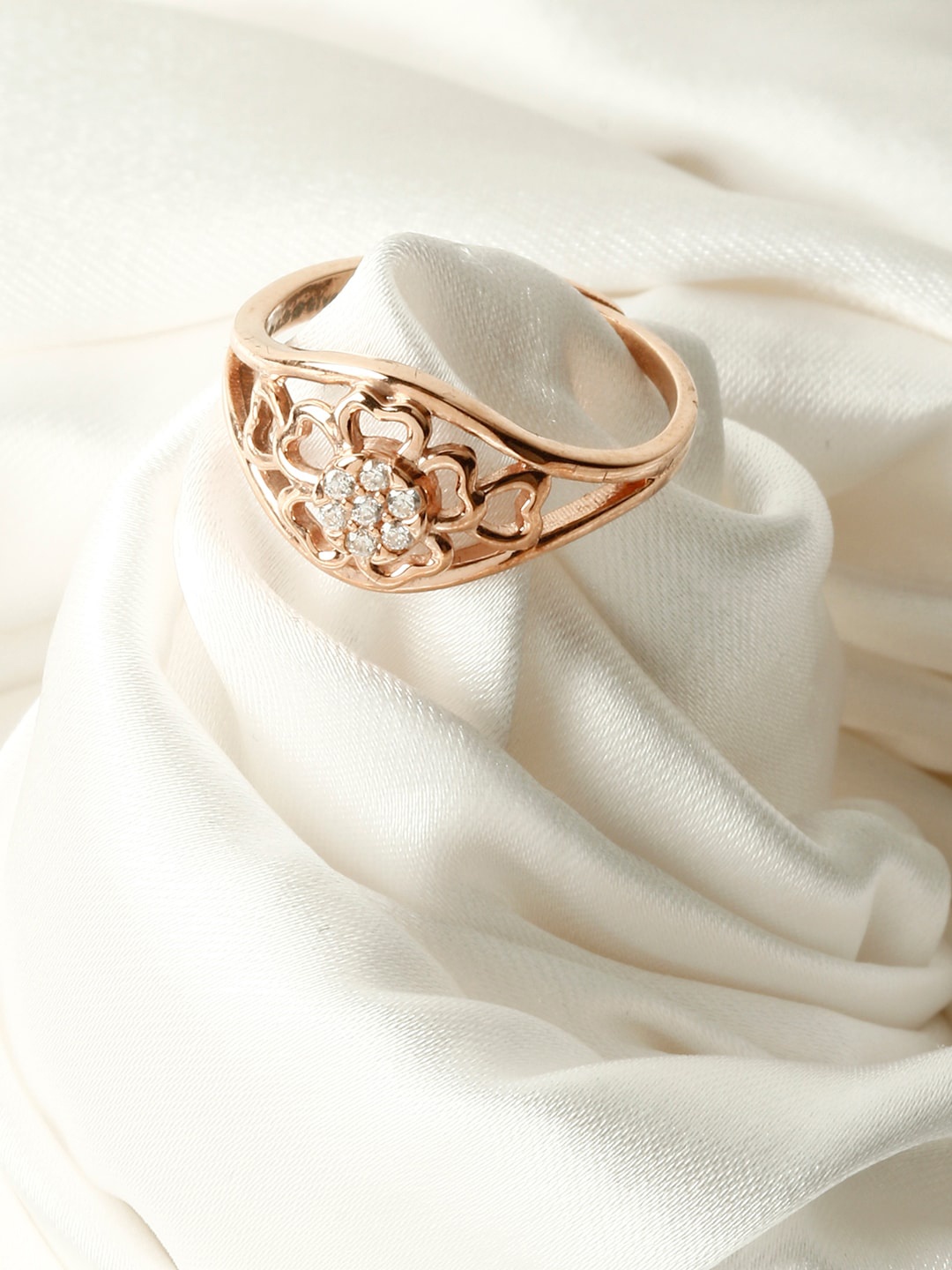 

GIVA 925 Sterling Silver Rose Gold Shining Flower Adjustment Ring
