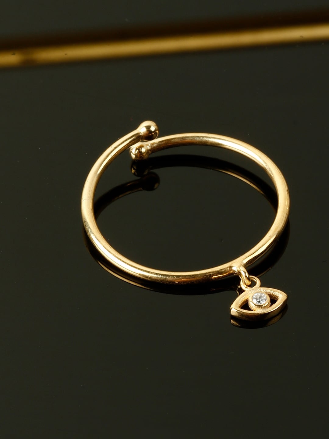 

GIVA 925 Sterling Silver 18k Gold Plated Dangling Evil Eye Adjustable Ring