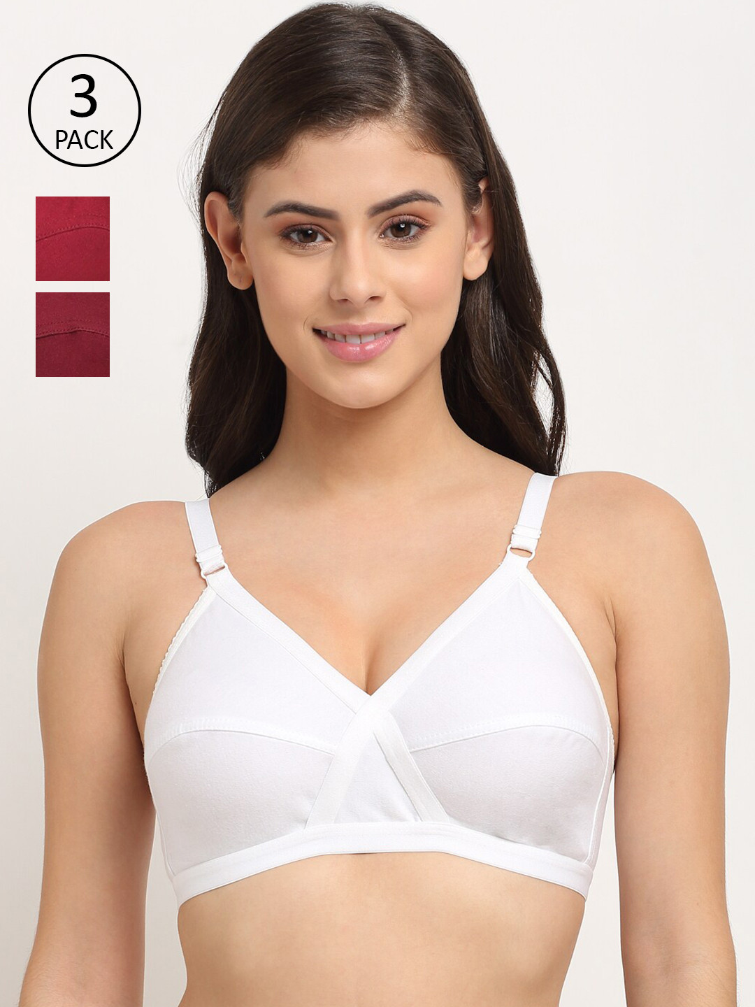 

Friskers Pack of 3 Non Padded Bra, White
