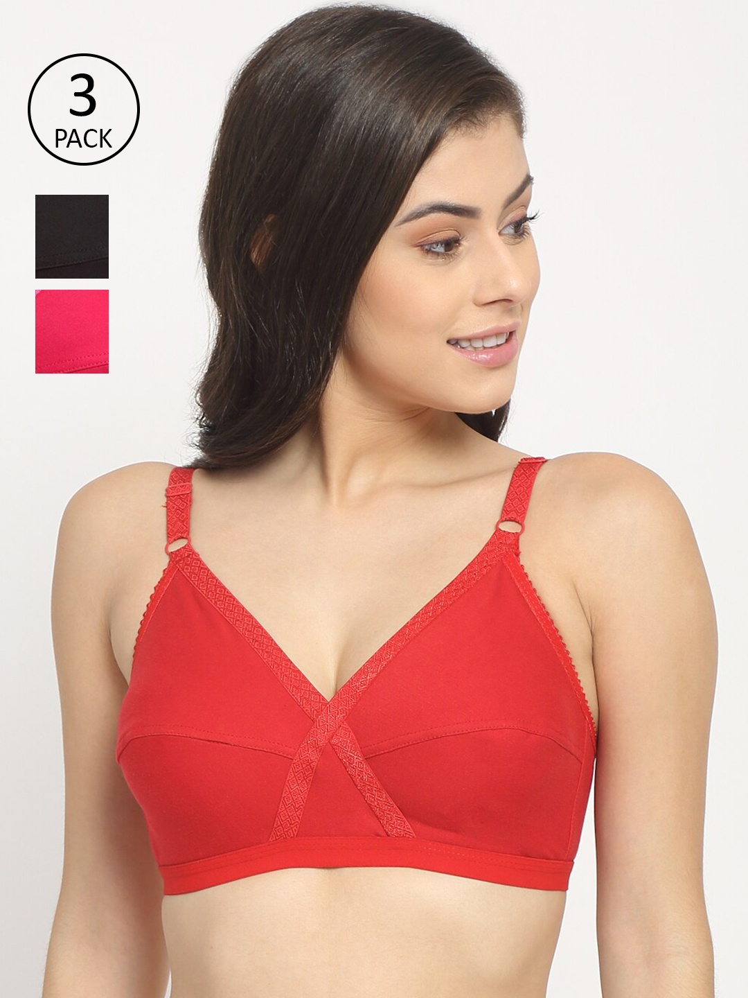 

Friskers Pack of 3 Balconette Bra, Black