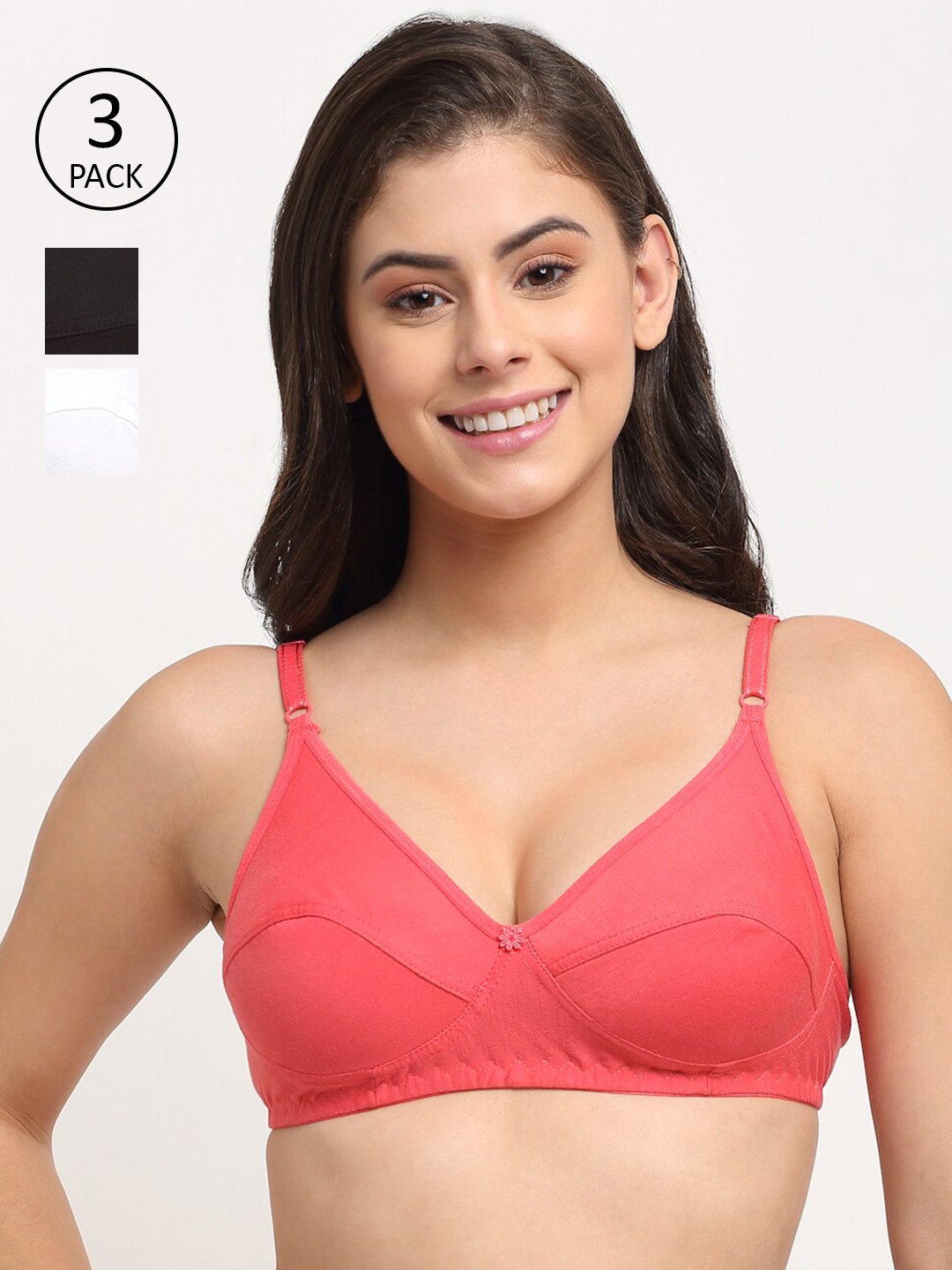 

Friskers Set of 3 Balconette Bra, Black