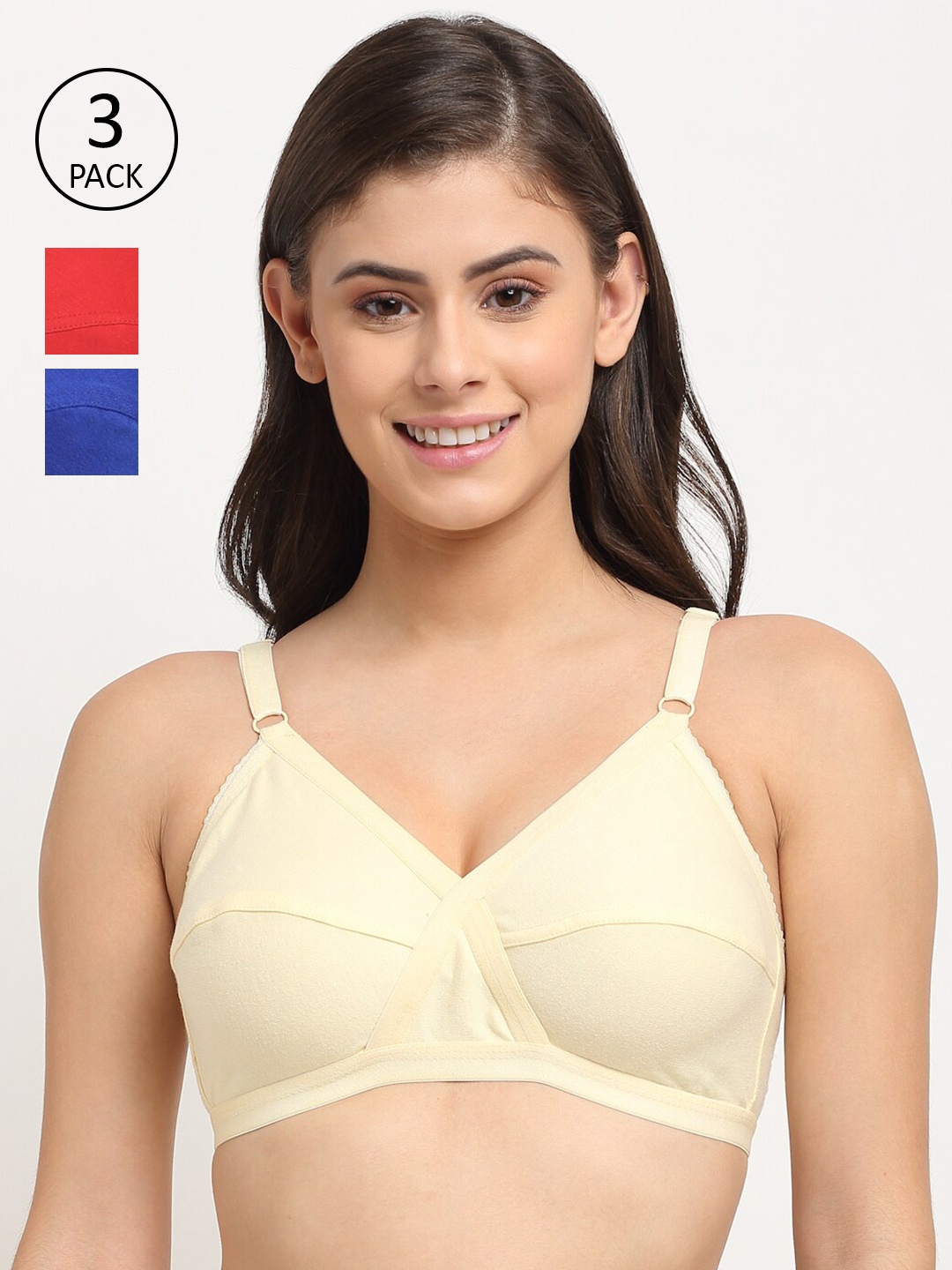 

Friskers Pack Of 3 Non Padded Bra 2O-312-03-312-09-314-05-30, Red