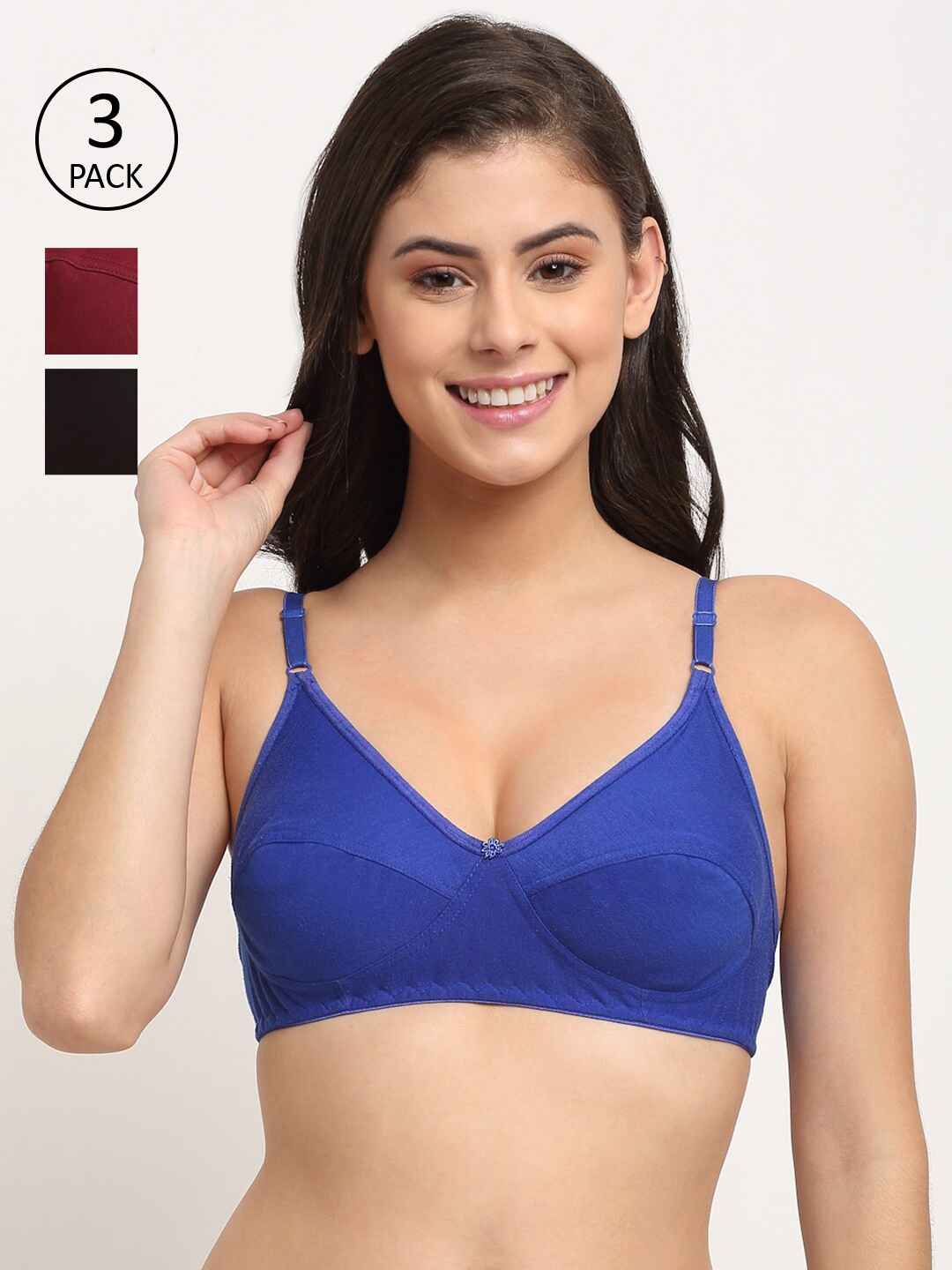 

Friskers Pack Of 3 Non Padded Bra 2O-312-01-312-14-314-05-30, Black