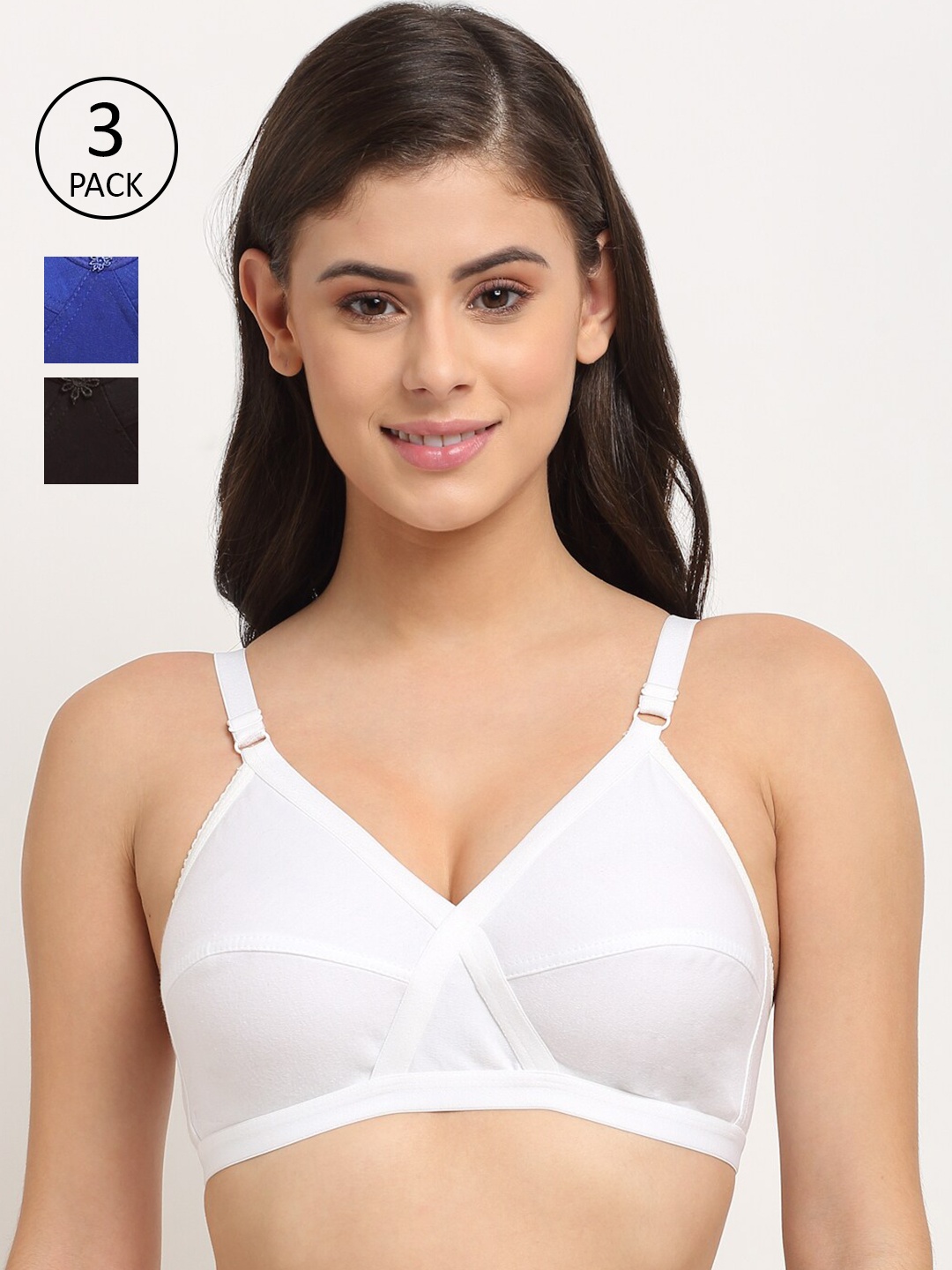 

Friskers Pack Of 3 Cotton Balconette Bras, White