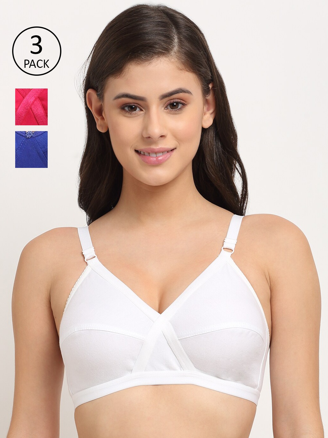 

Friskers White & Blue Pack of 3 Bra