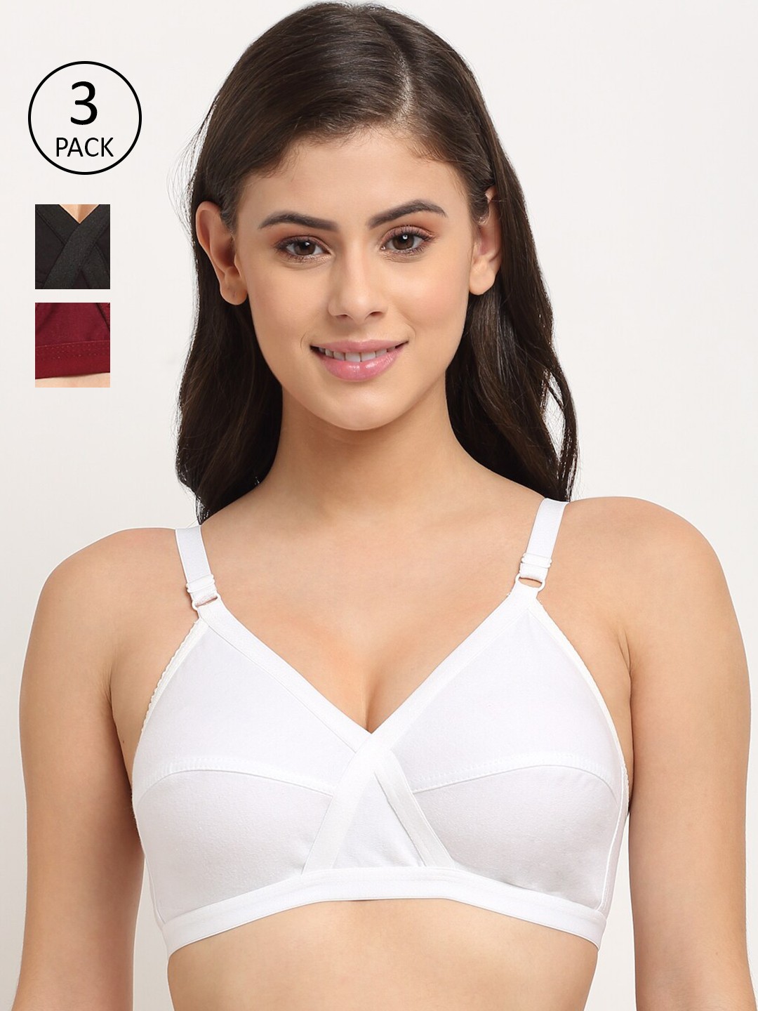 

Friskers Black & White Pack of 3 Bra