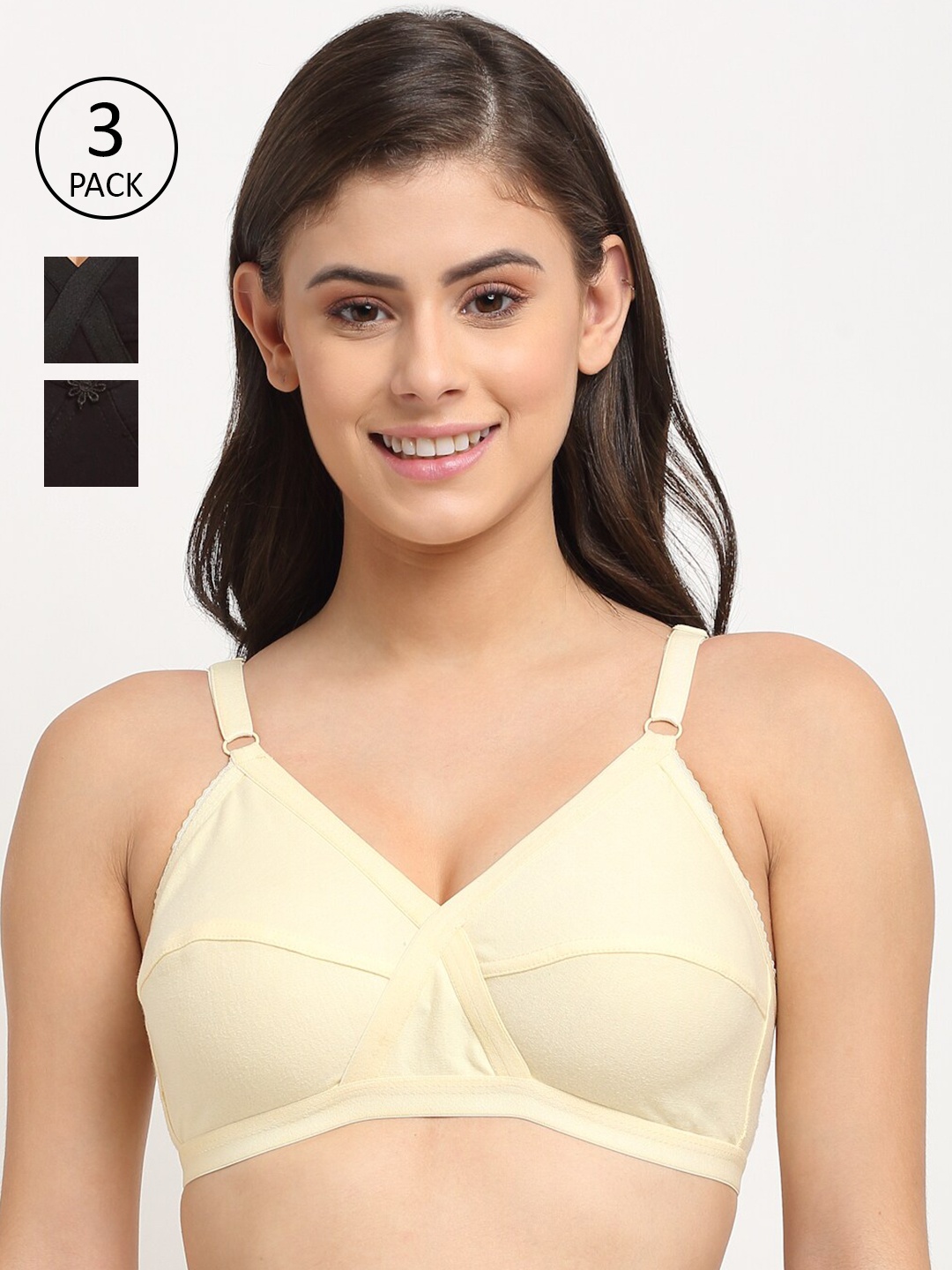 

Friskers Pack of 3 Balconette Bra, Black