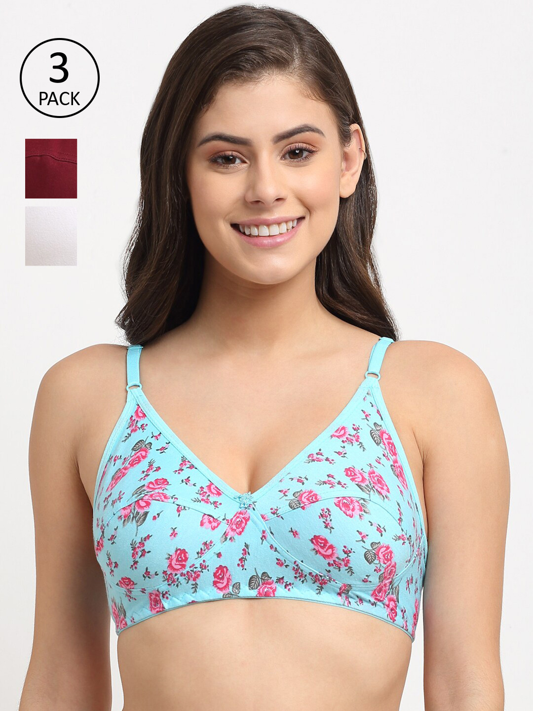 

Friskers Pack of 3 Non Padded Bra, White