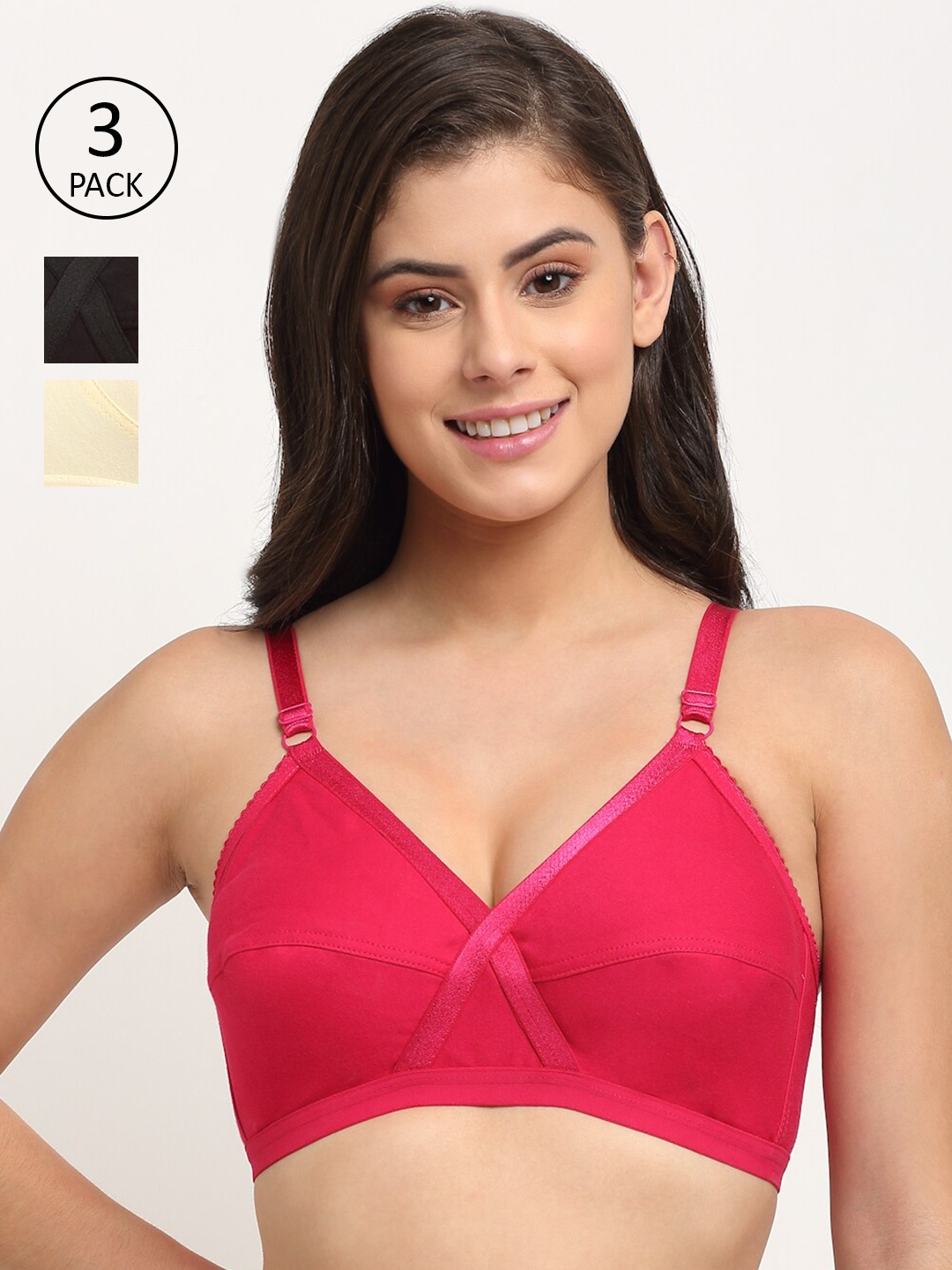 

Friskers Pack Of 3 Balconette Bra, Black