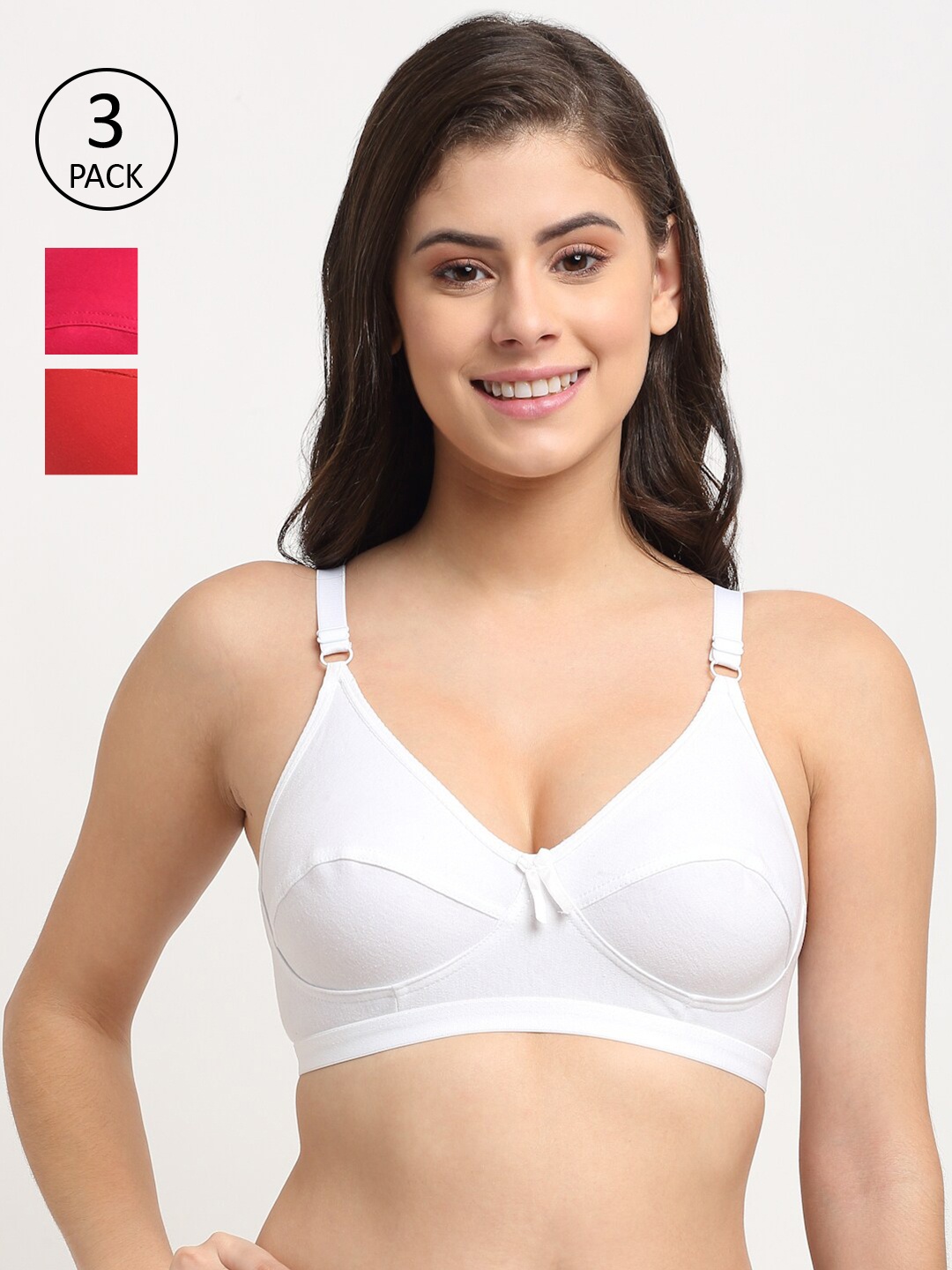 

Friskers Red & Pink Pack of 3 Bra