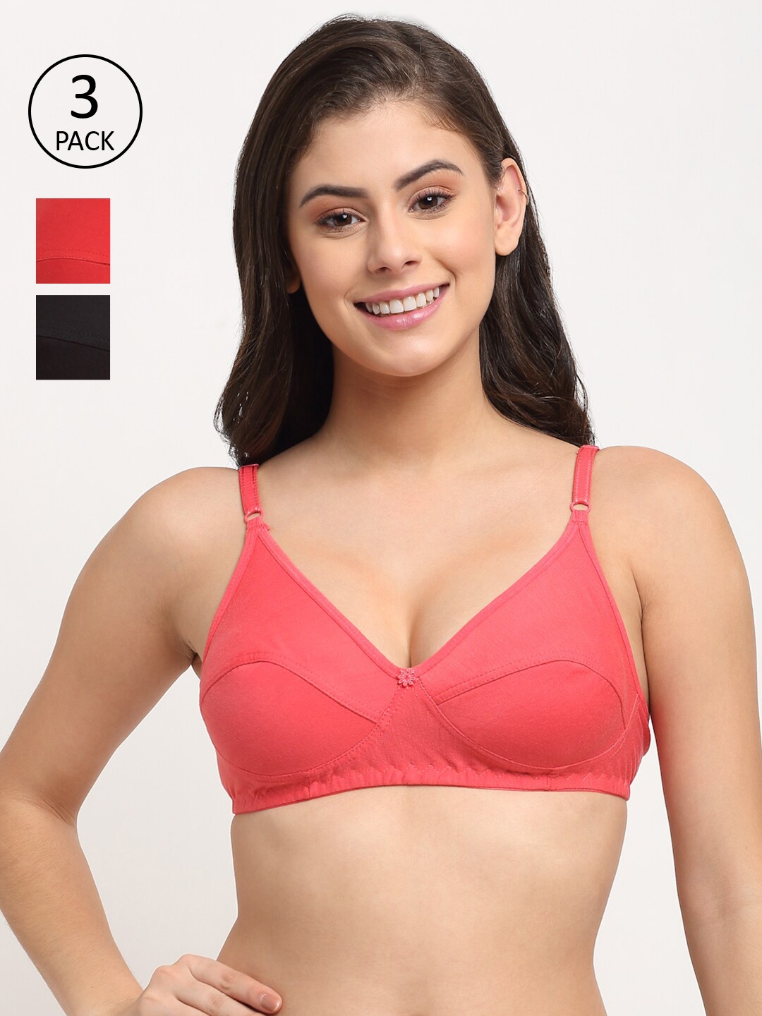 

Friskers Pack of 3 Balconette Bra, Black