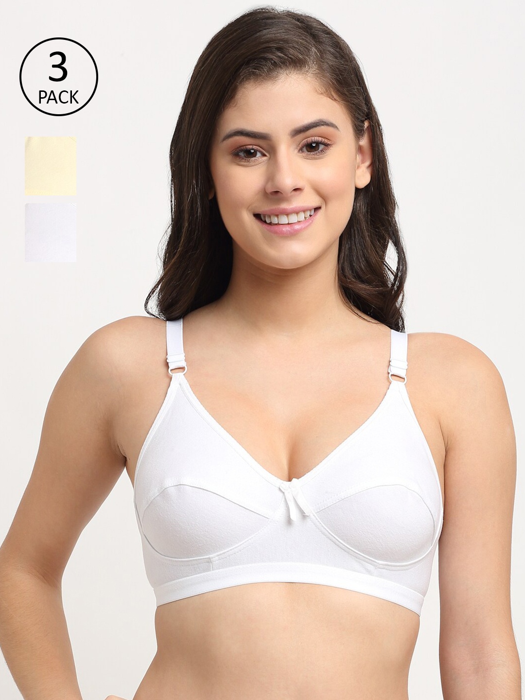 

Friskers Pack Of 3 Cotton Bra, White