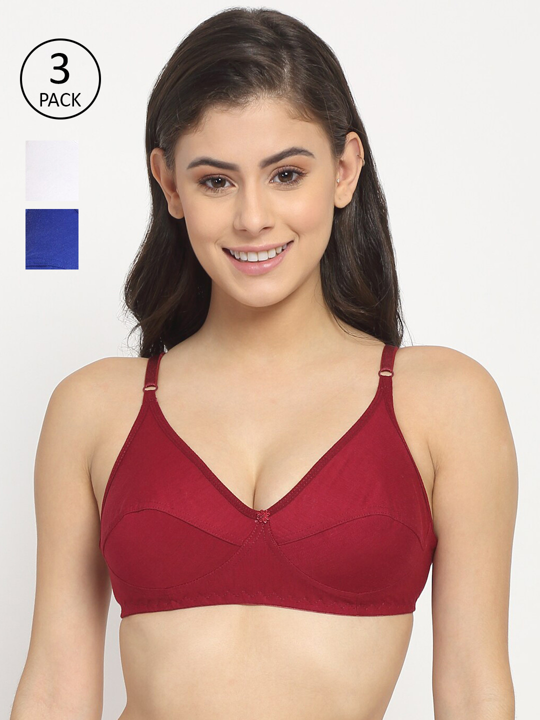 

Friskers Pack Of 3 White & Blue Bras