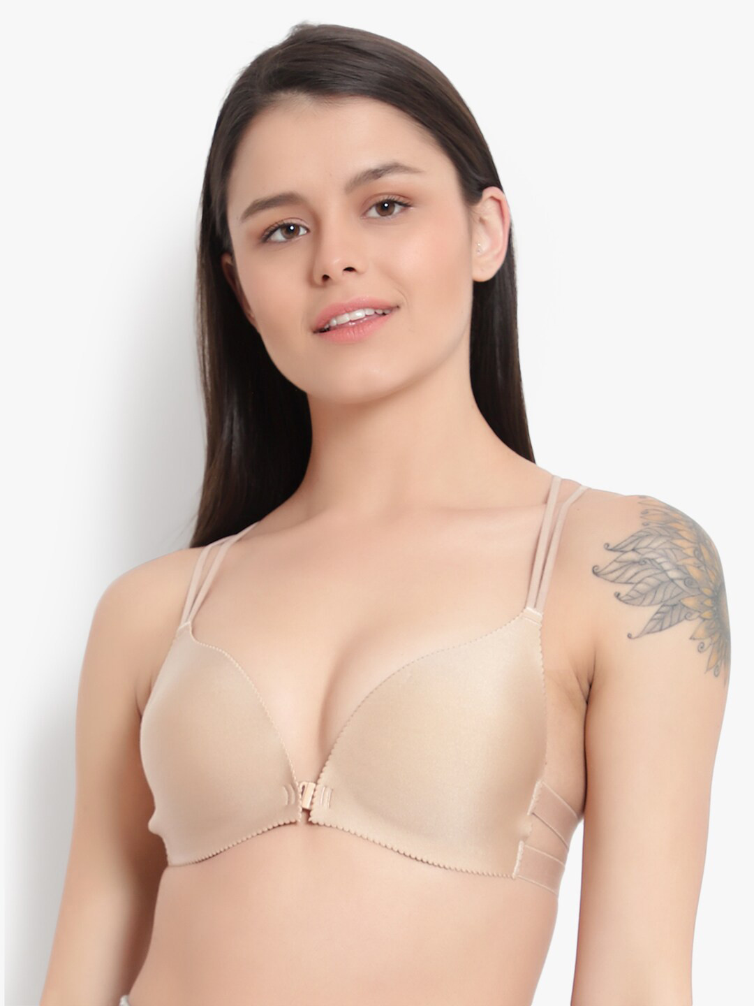 

BRACHY Beige Solid Non Wired Half Push-up Bra