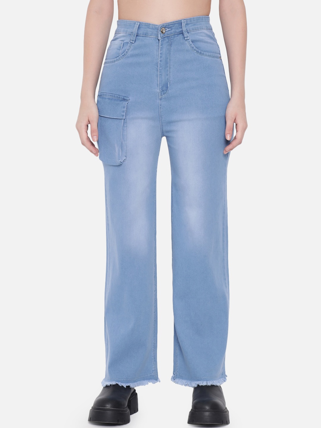 

Purple Feather Women Blue London Flared High-Rise Light Fade Stretchable Jeans