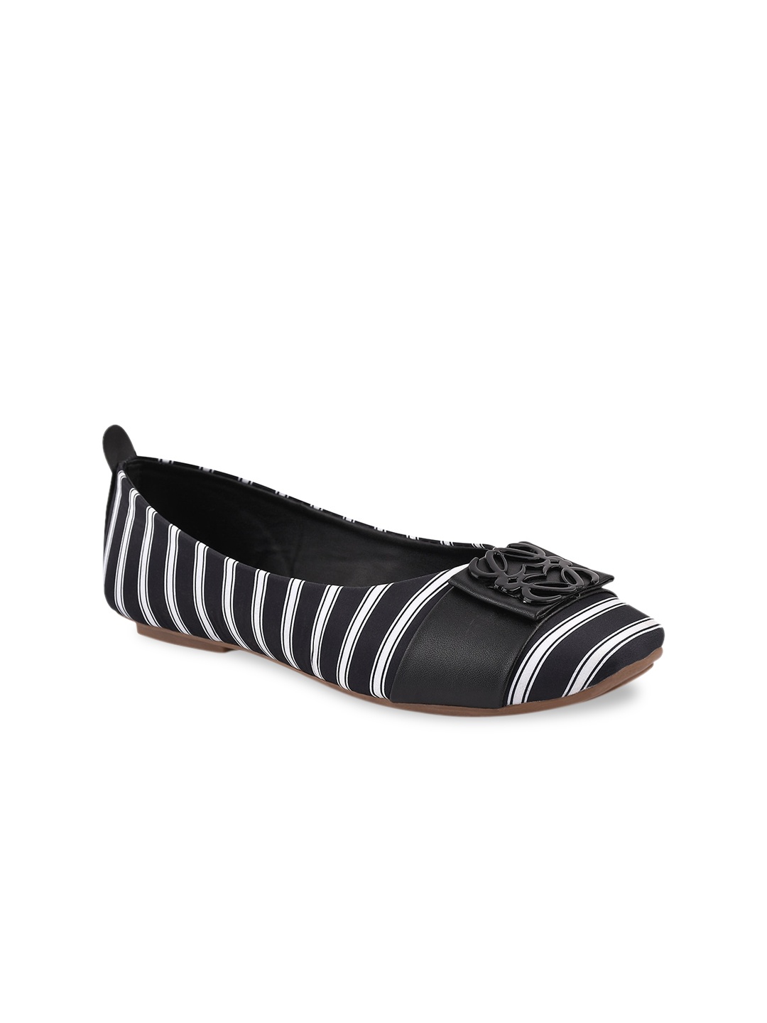 

Stelatoes Women Black Striped Ballerinas with Bows Flats