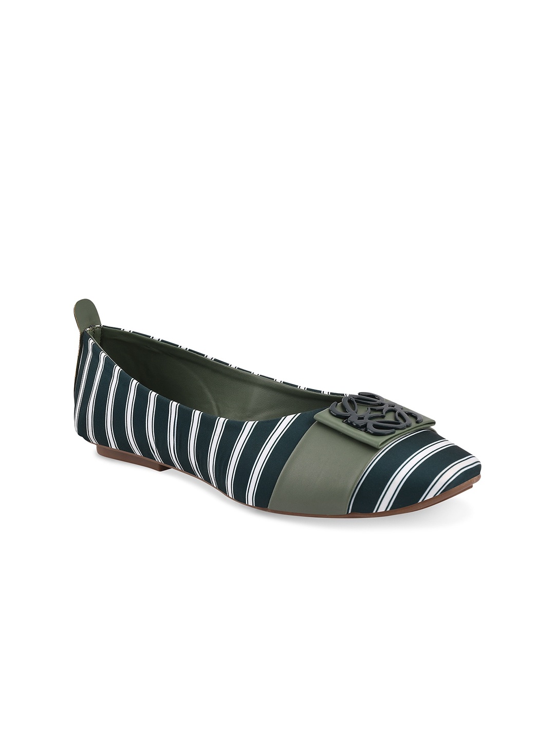 

Stelatoes Women Green Striped Open Toe Flats