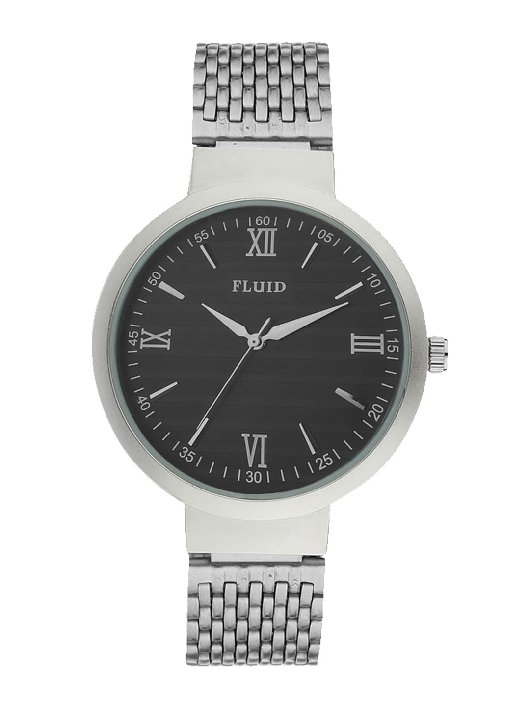 

FLUID Woman Black Dial & Silver Toned Bracelet Style Straps Analogue Watch