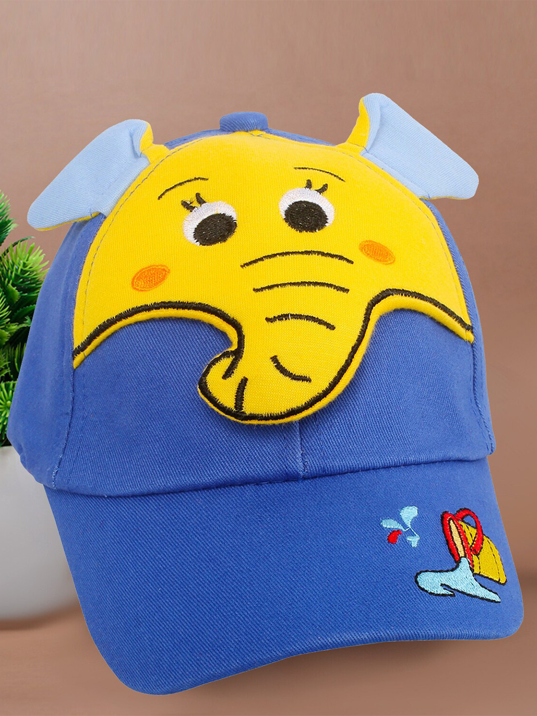 

Baby Moo Unisex Kids Blue & Mustard Printed Baseball Cap