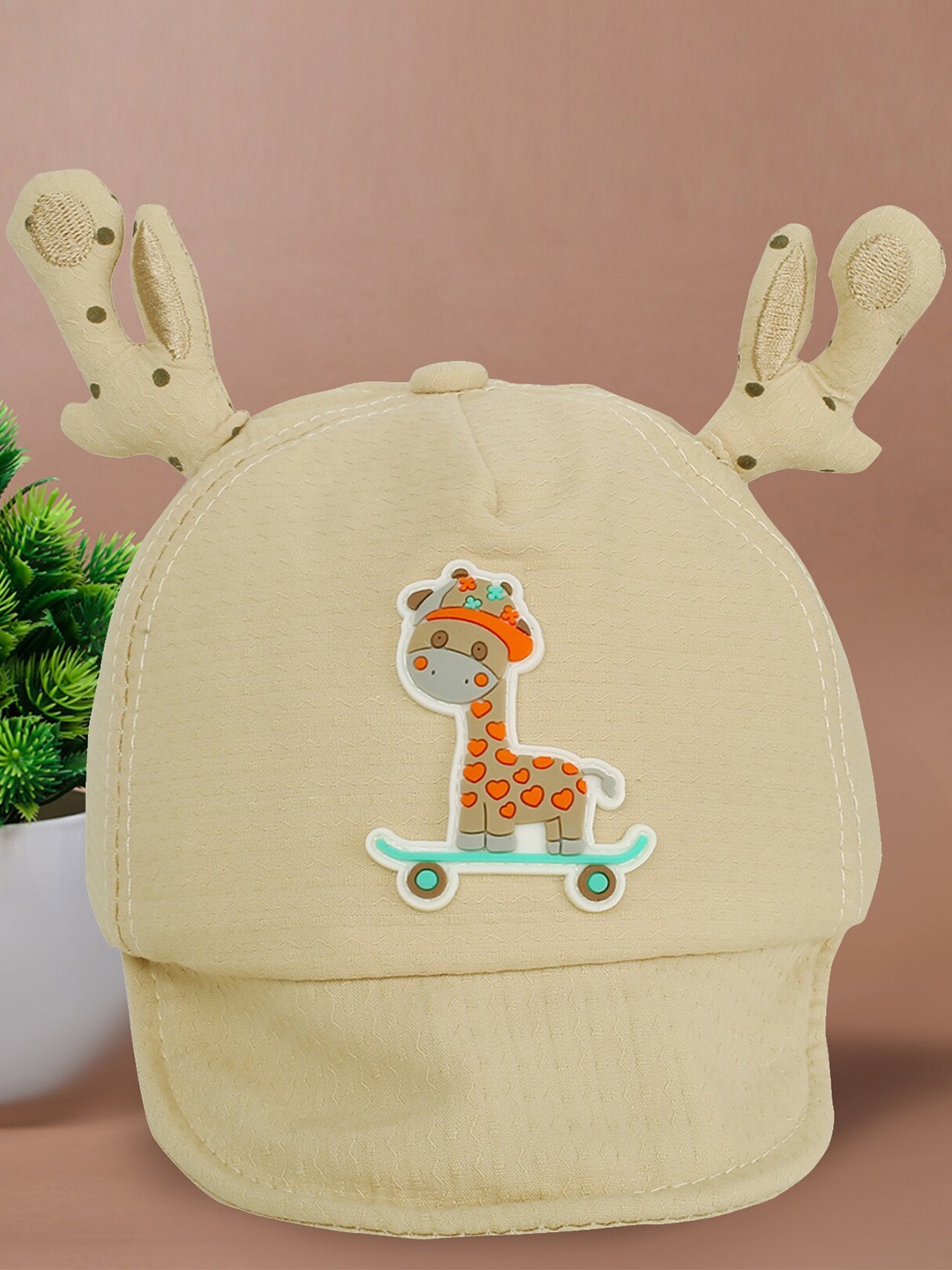

Baby Moo Unisex Kids Beige Printed Visor Cap
