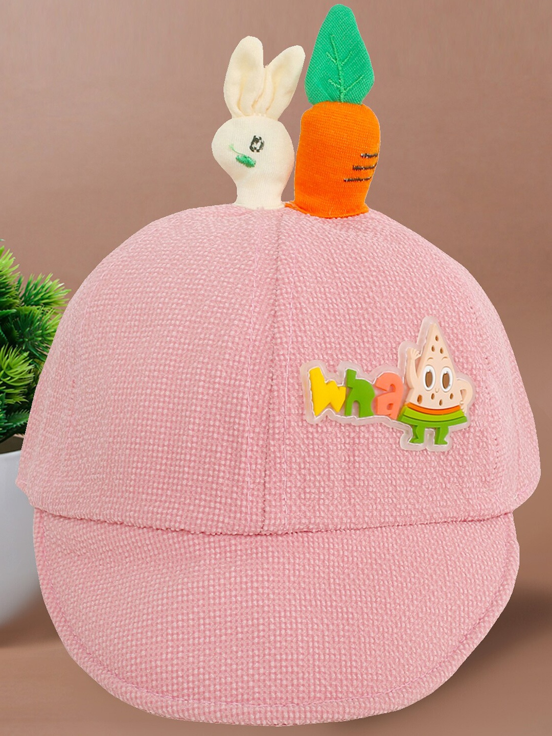 

Baby Moo Kids Pink & Orange Hungry Bunny Cap