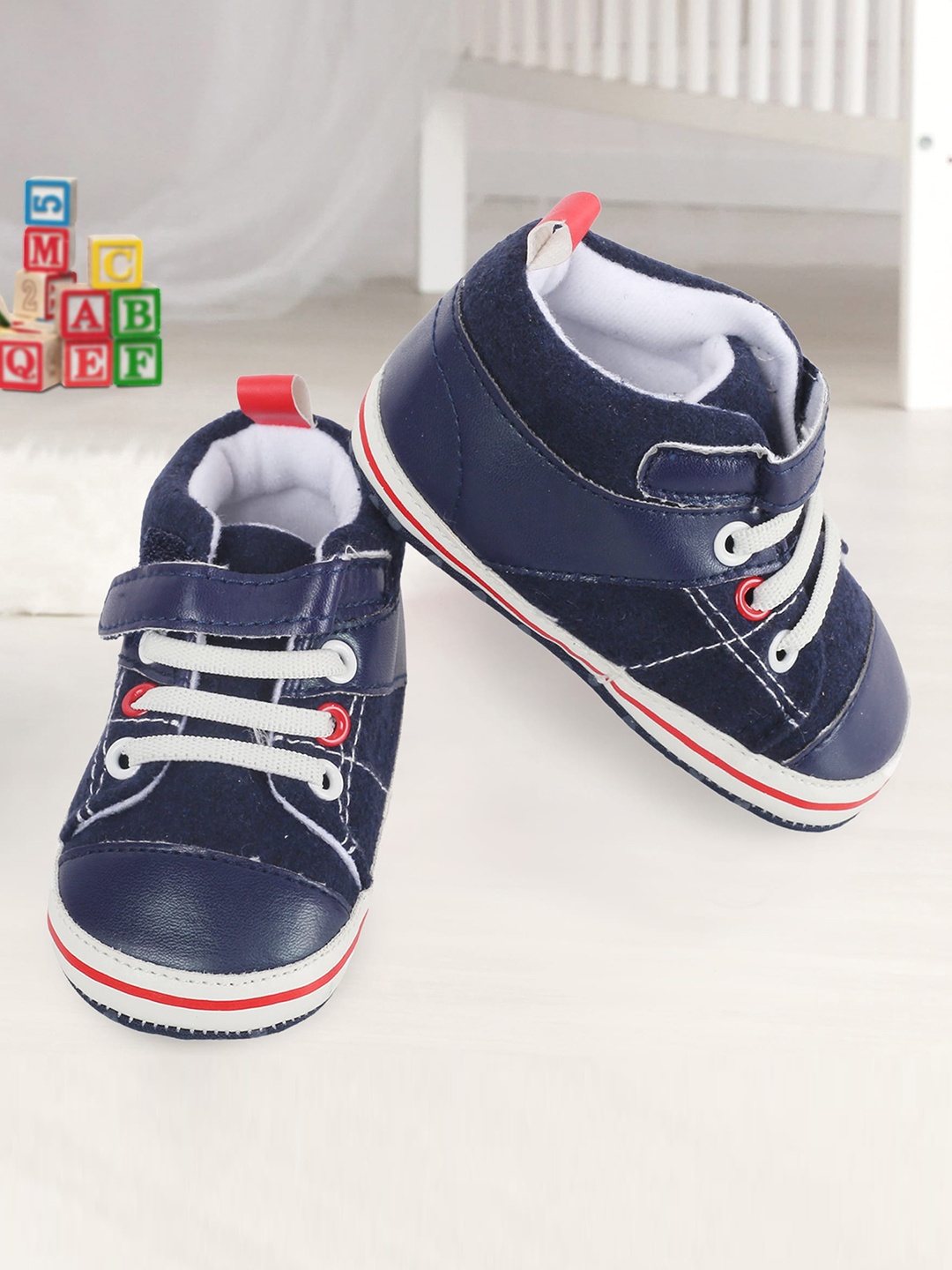 

Baby Moo Infant Kids Navy Blue Solid Booties