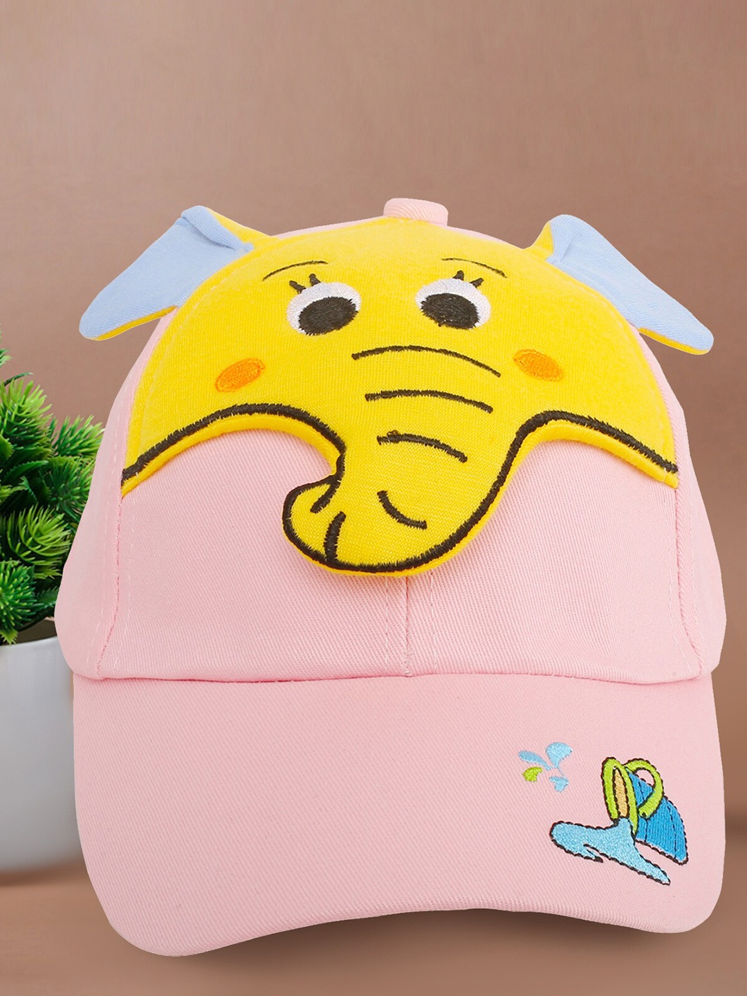 

Baby Moo Kids Pink & Yellow Printed Ascot Cap