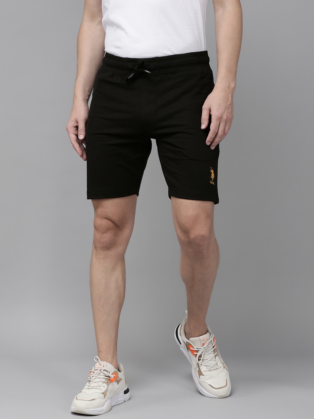 

U S Polo Assn Men Black Solid Slim Fit Shorts
