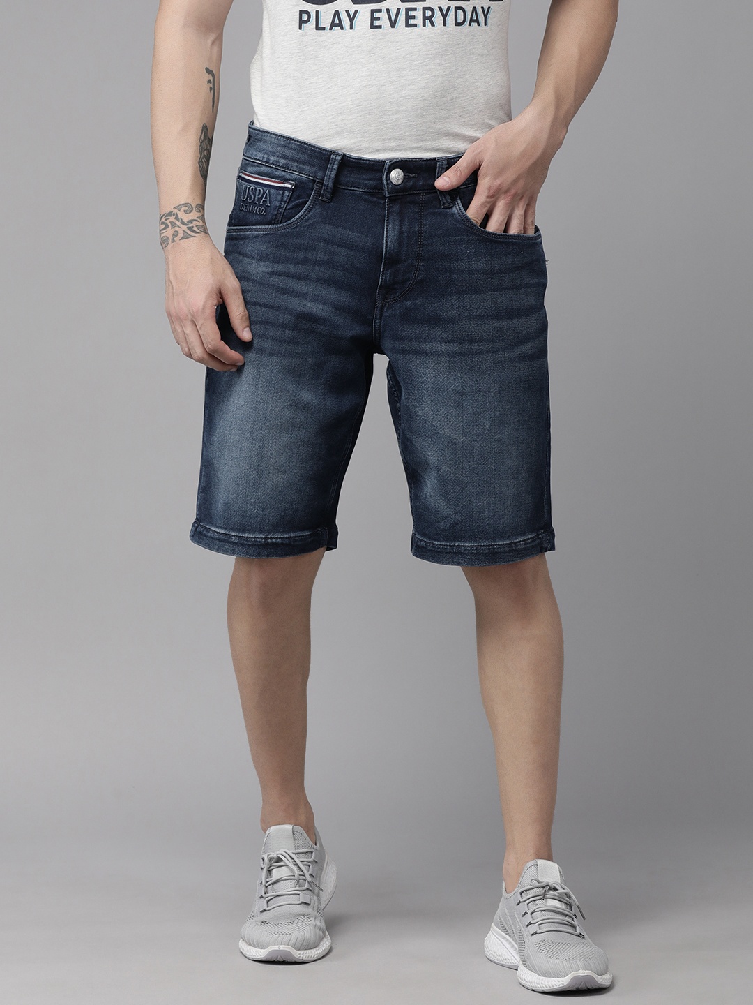 

U S Polo Assn Denim Co Men Blue Washed Denim Shorts