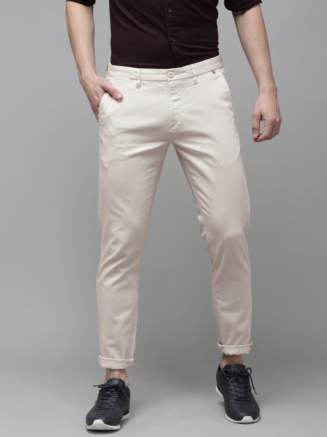 

U.S. Polo Assn. Men Grey Solid Austin Trim Fit Regular Trousers