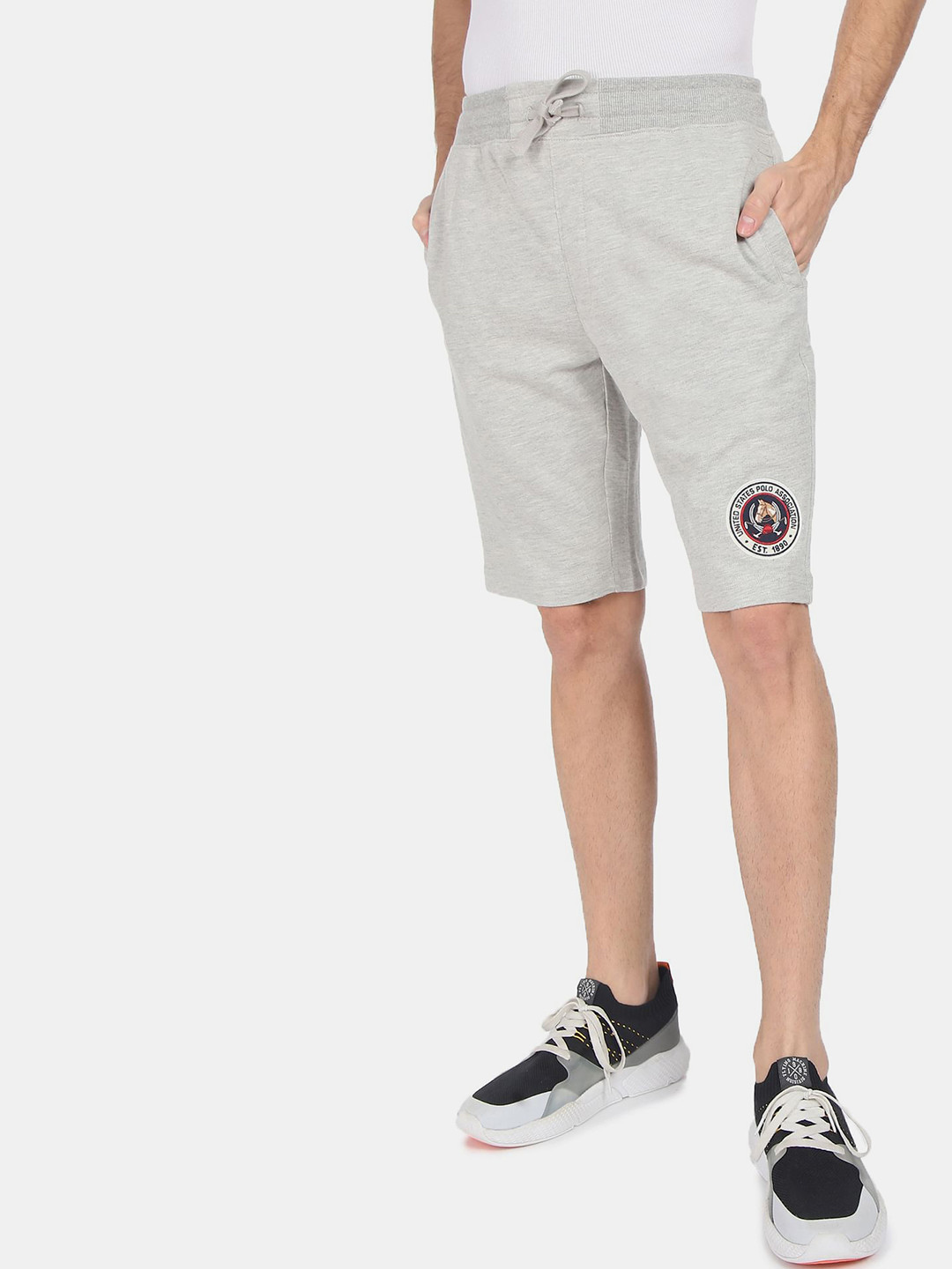 

U S Polo Assn Denim Co Men Grey & Blue Printed Slim Fit Shorts