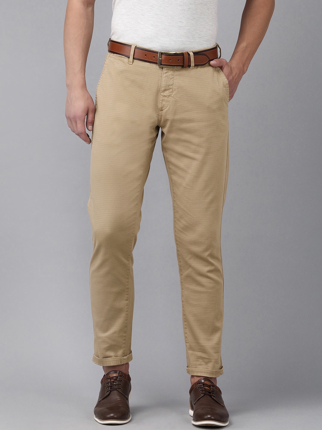 

U.S. Polo Assn. Men Brown Solid Trim Fit Trousers