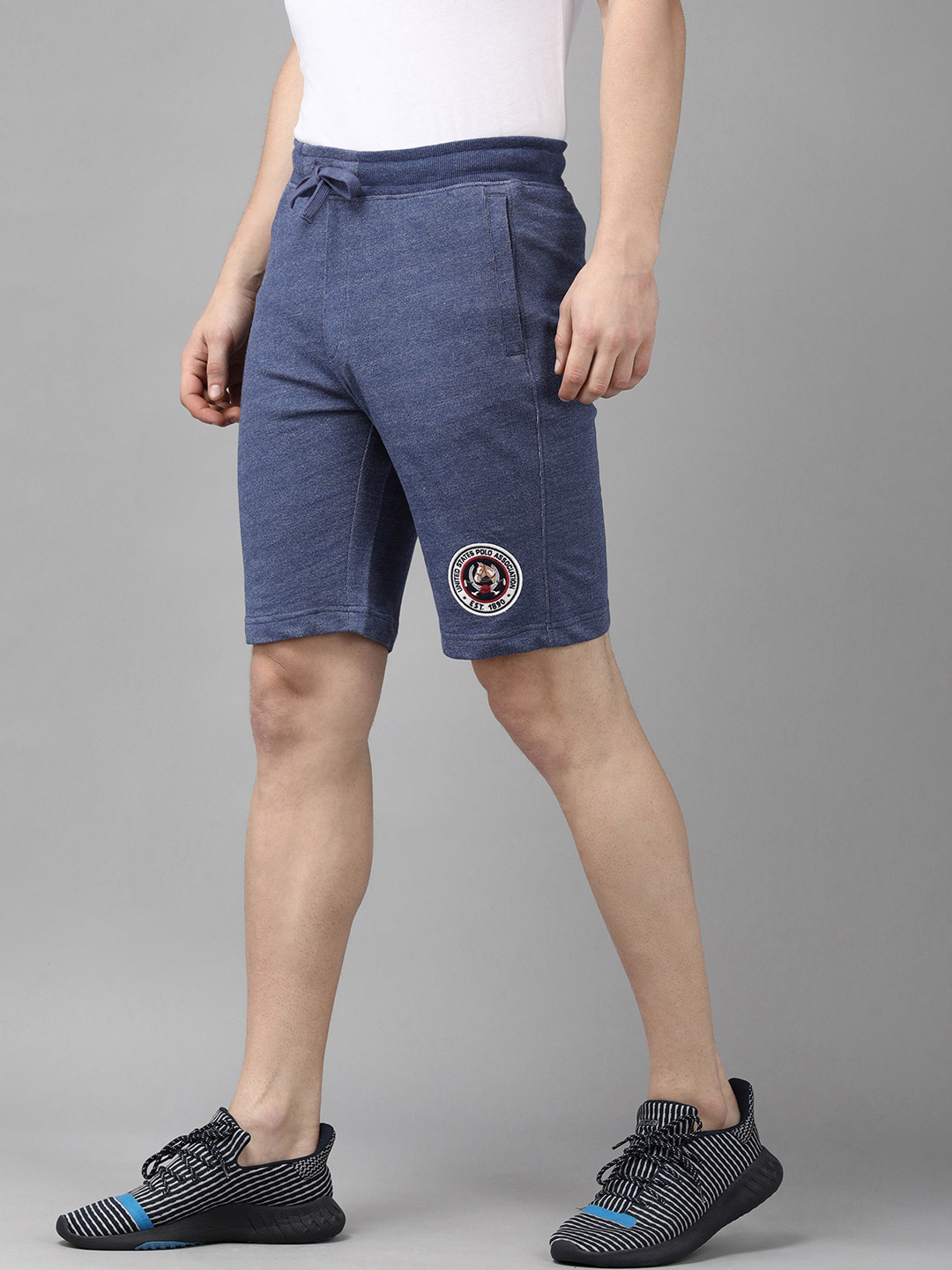 

U S Polo Assn Denim Co Men Blue & White Printed Slim Fit Shorts