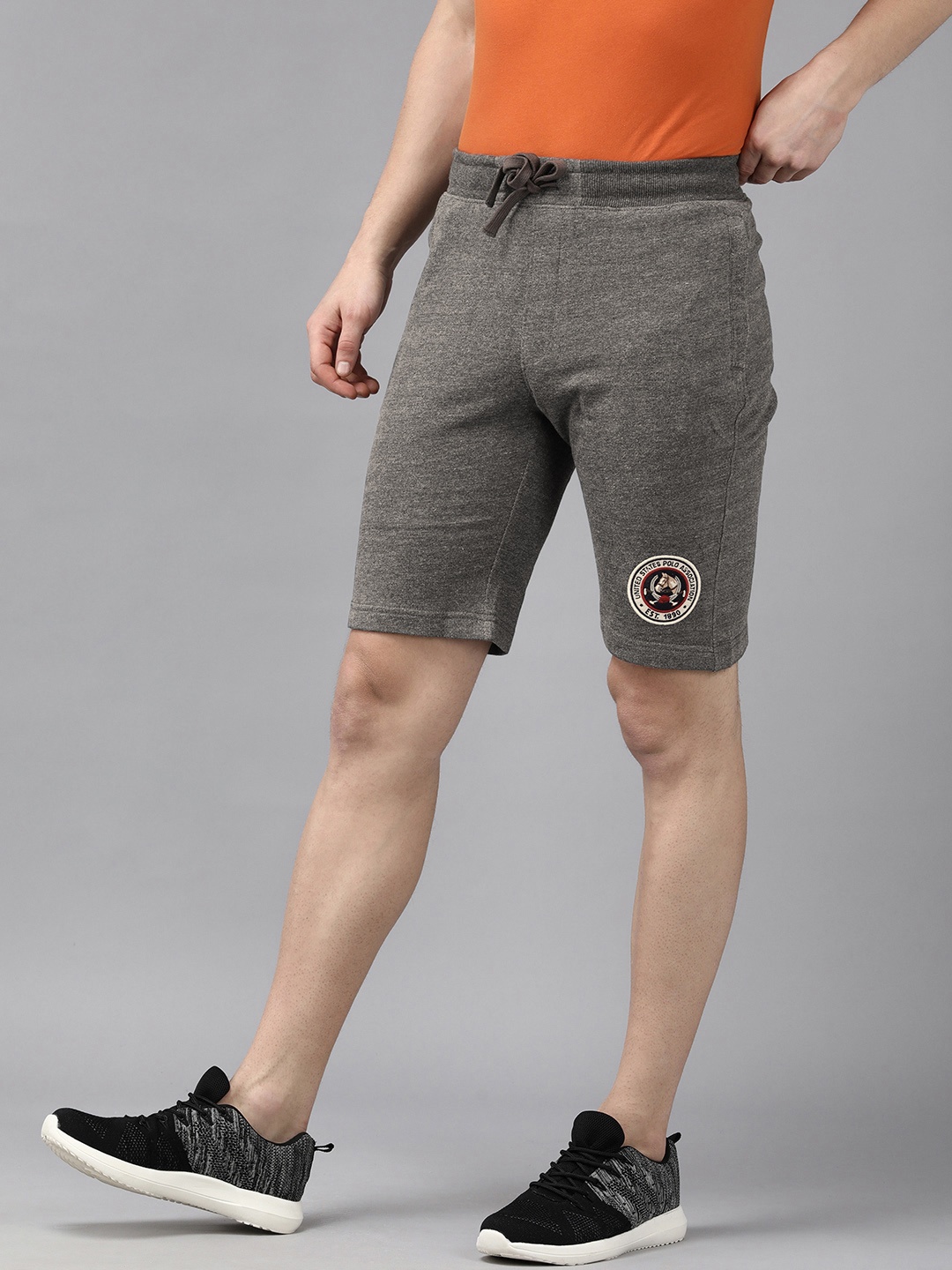 

U S Polo Assn Denim Co Men Charcoal & Blue Printed Slim Fit Shorts